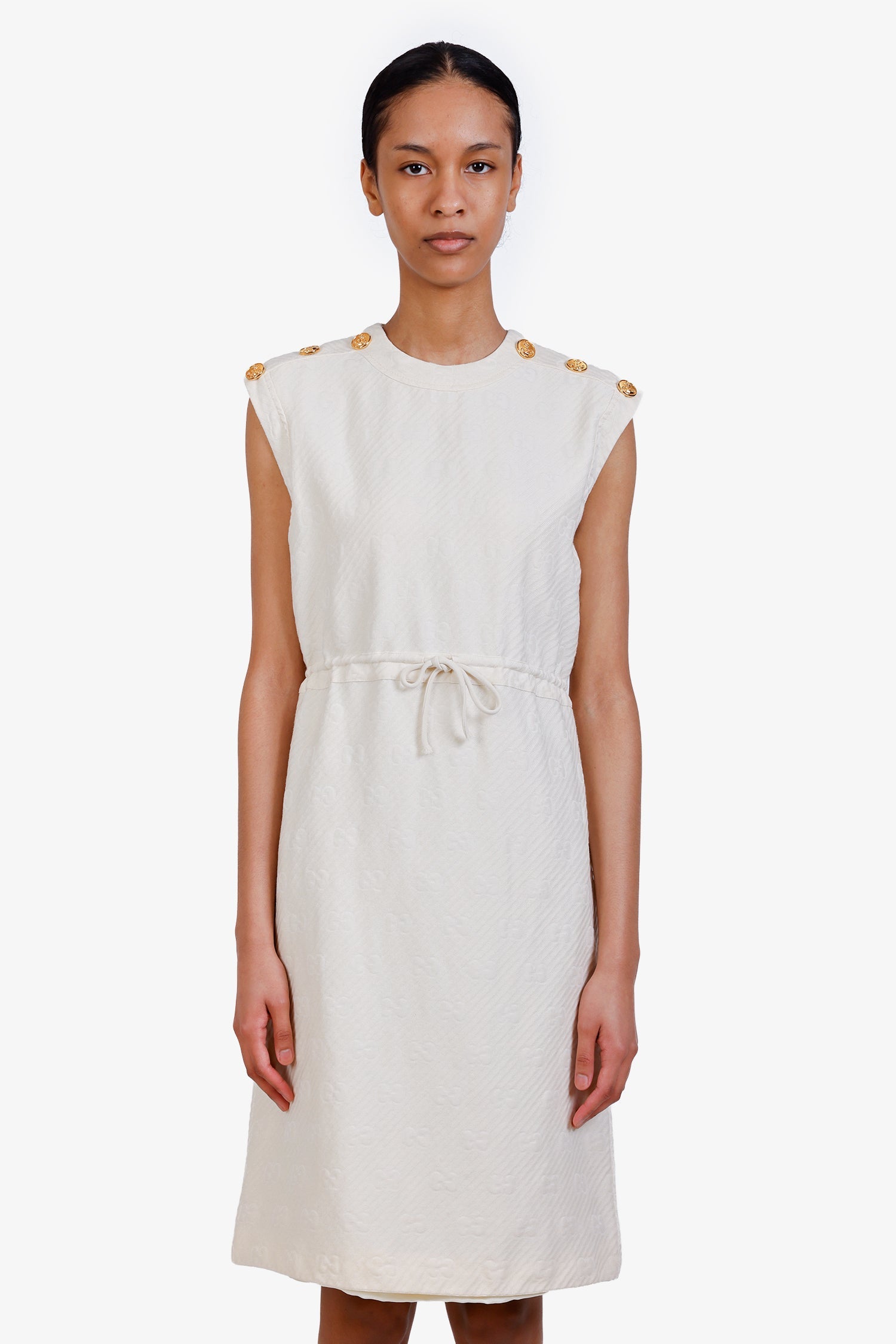 Gucci Cream Cotton Blend GG Logo Midi Dress Size 36 – Lux Second Chance