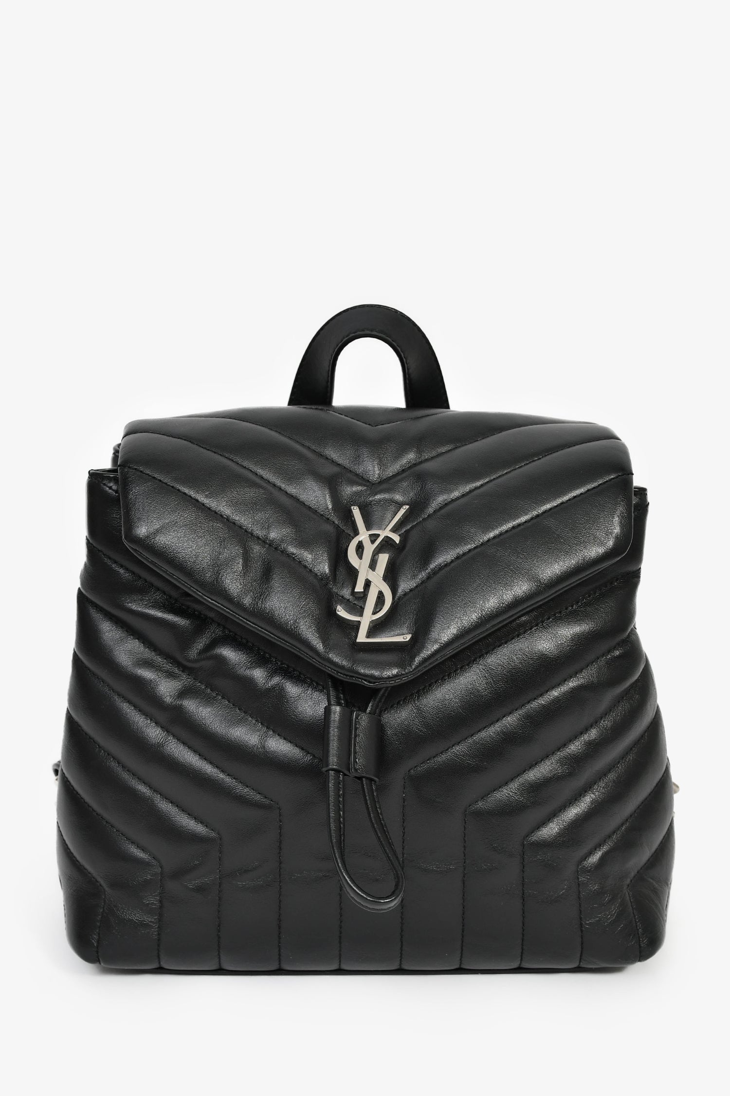 black leather backpack 2017 Saint Laurent 2017 Black Chevron Leather Loulou Backpack – Lux Second Chance