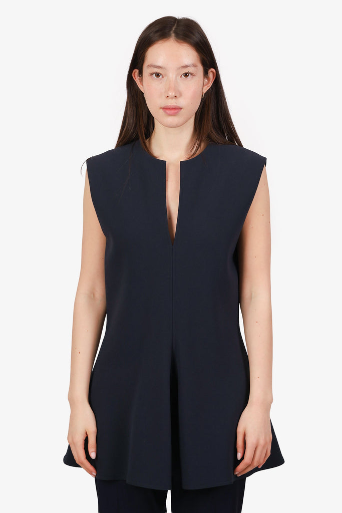 Marni Navy Blue V-Neck Sleeveless Peplum Top Size 46 – Lux Second