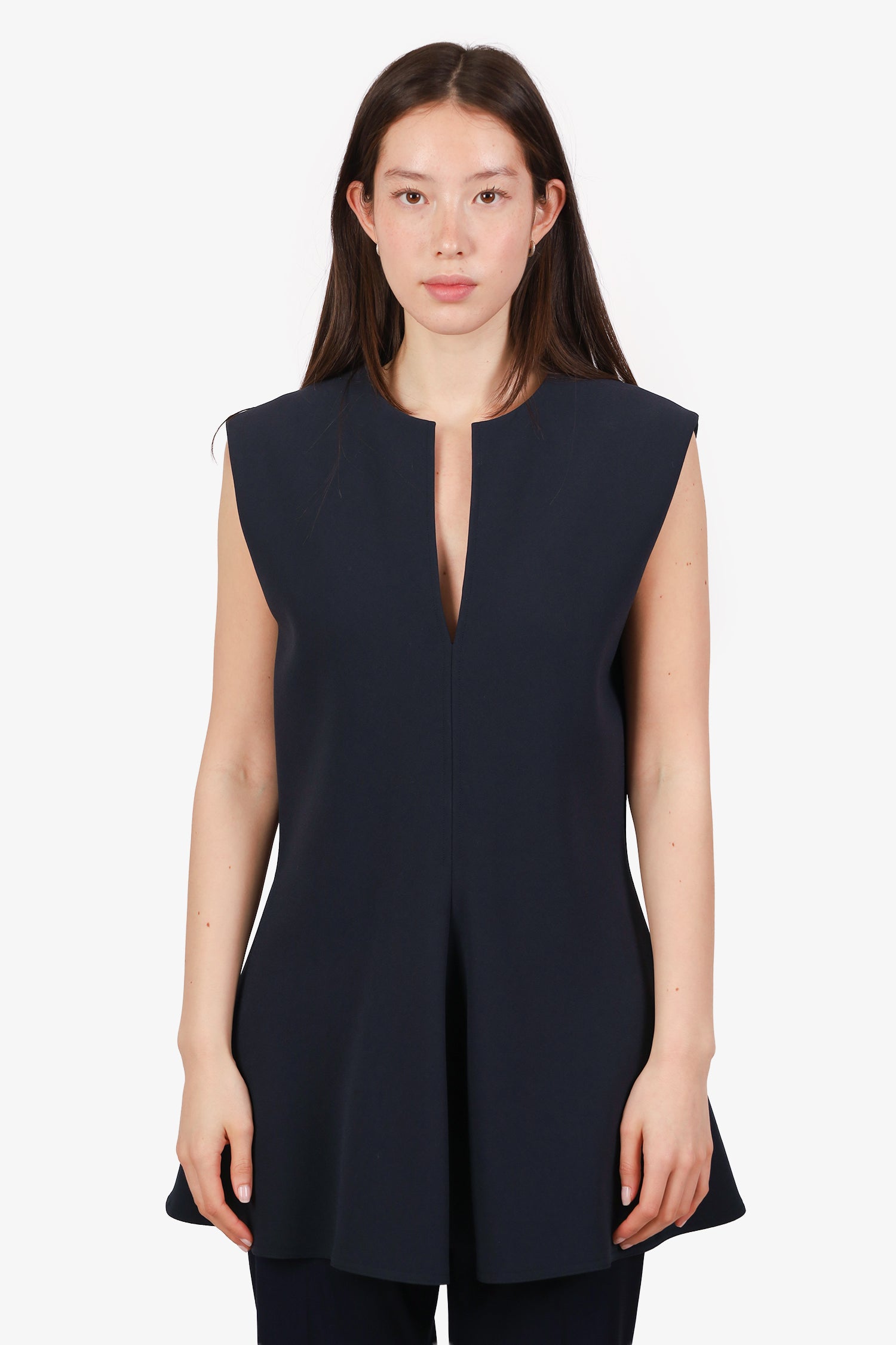 Marni Navy Blue V-Neck Sleeveless Peplum Top Size 46 – Lux Second