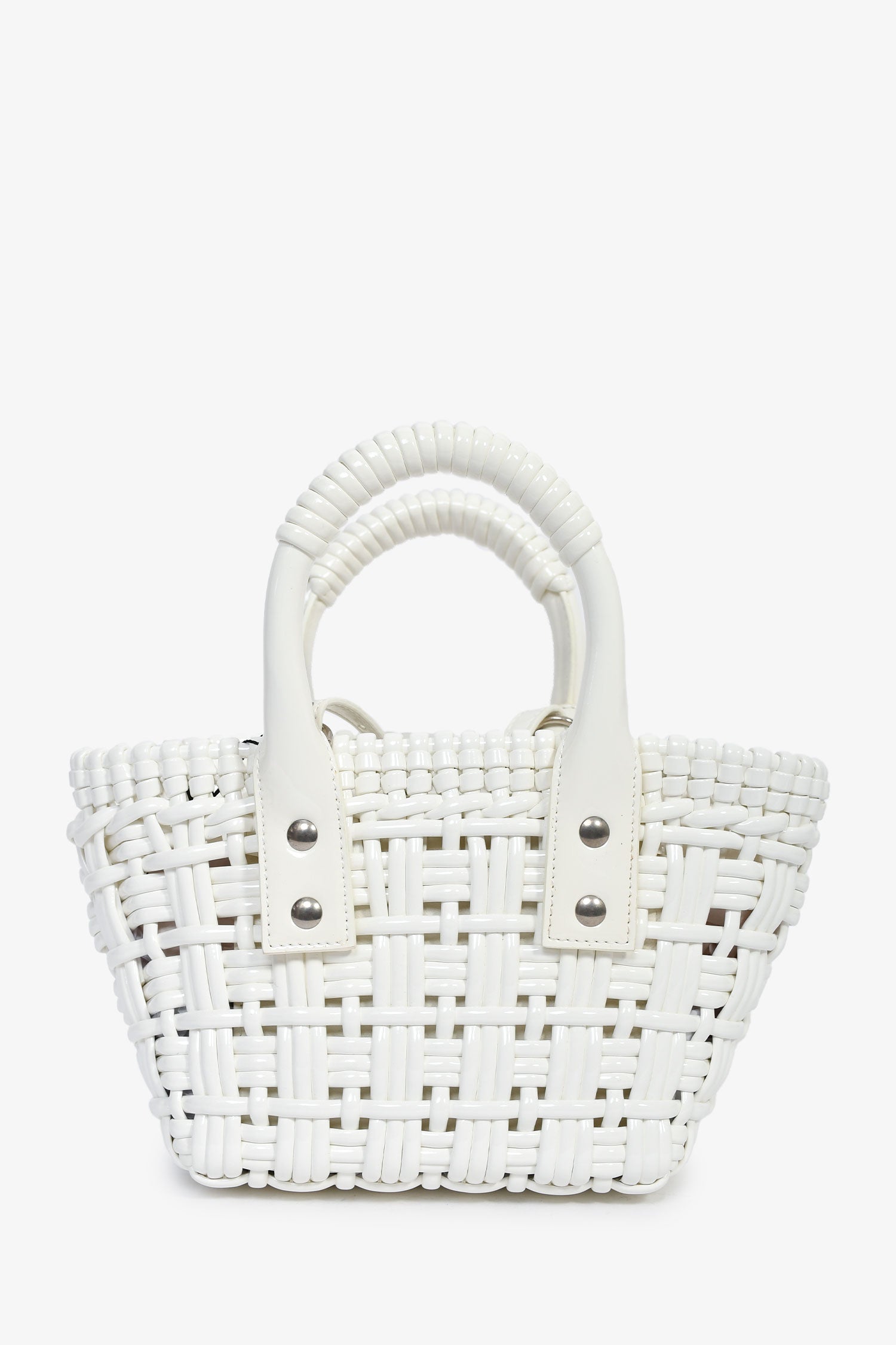 Balenciaga White Patent Woven XXS 'Bistro' Basket Bag – Lux Second