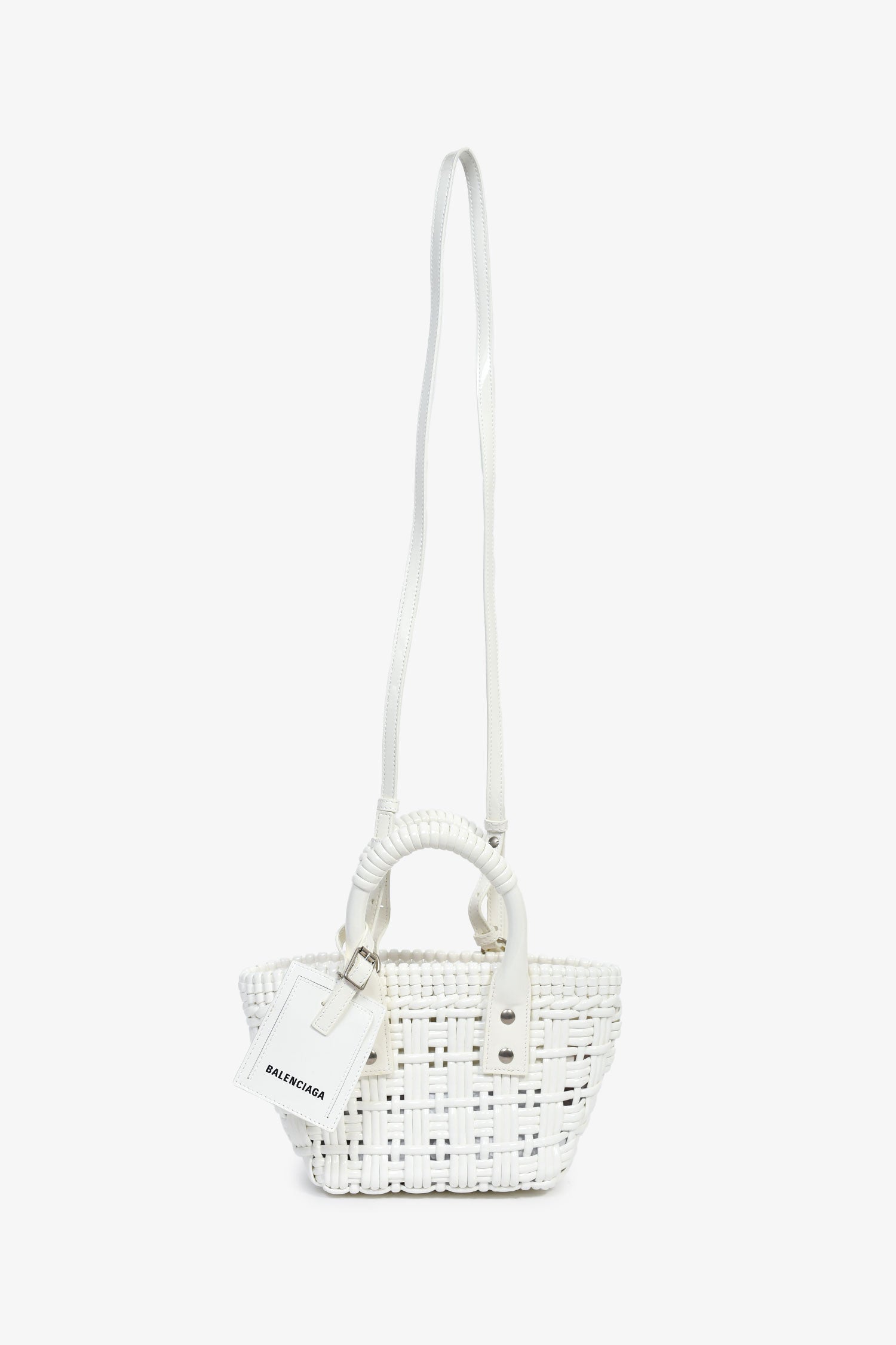 Balenciaga White Patent Woven XXS 'Bistro' Basket Bag – Lux Second