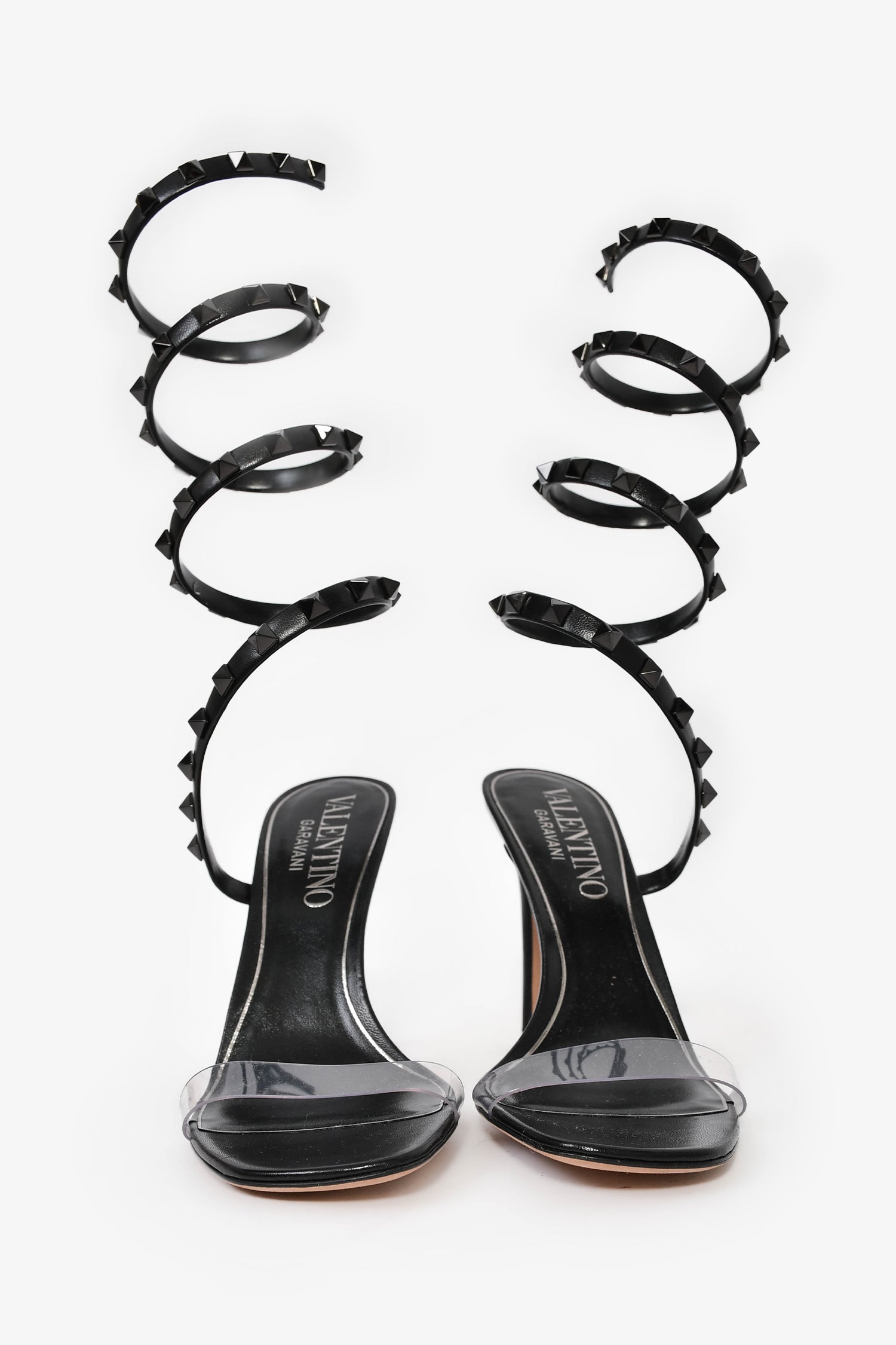 Valentino Black Rockstud Wrap Heels Size 37.5 – Lux Second Chance