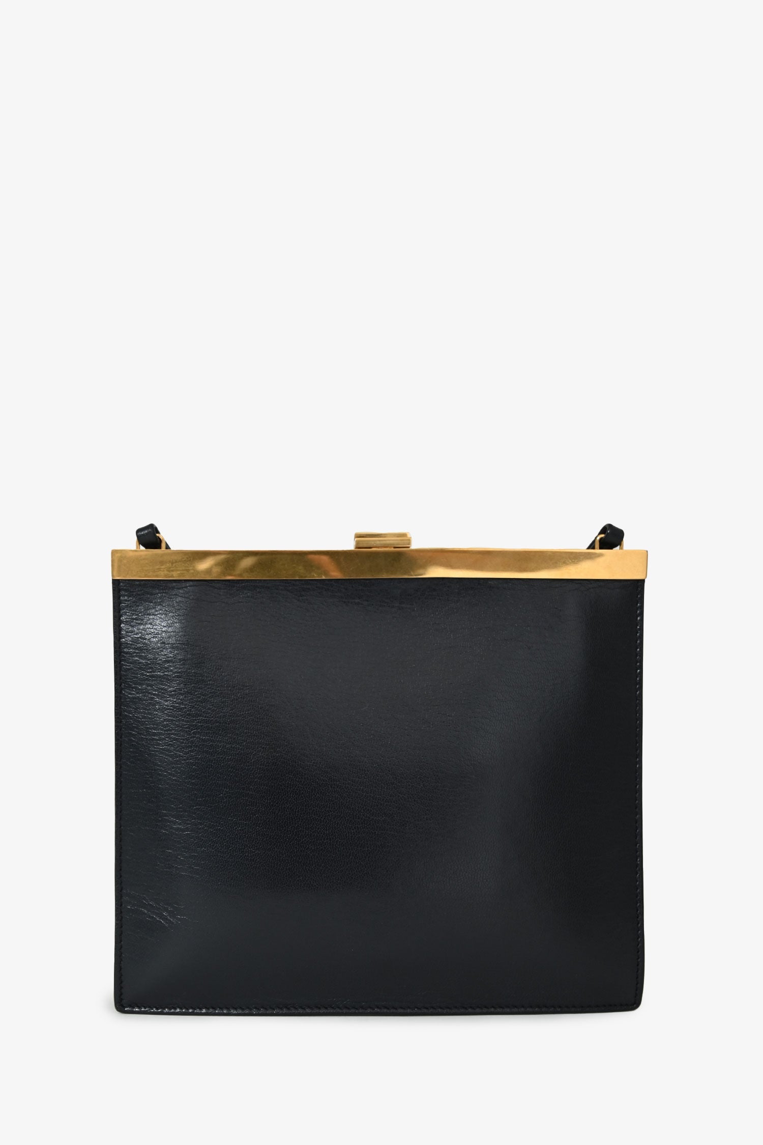 CELINE セリーヌ ケース ブラック レザー ゴールド金具 Aランク Celine Black Leather Small Clasp Shoulder Bag – Lux Second Chance