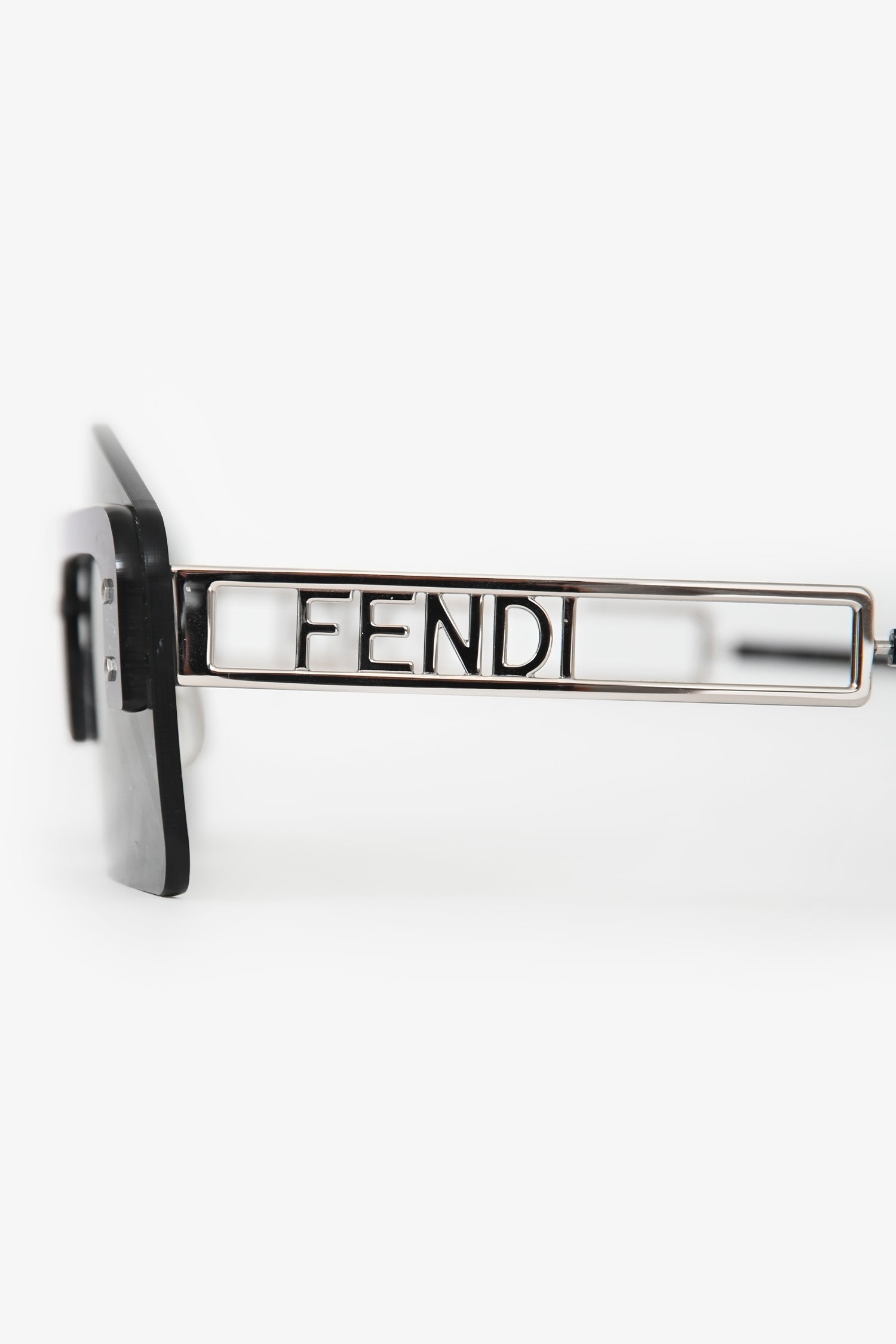 Fendi Black/Silver Tone Metal Monogram Lens Sunglasses – Lux
