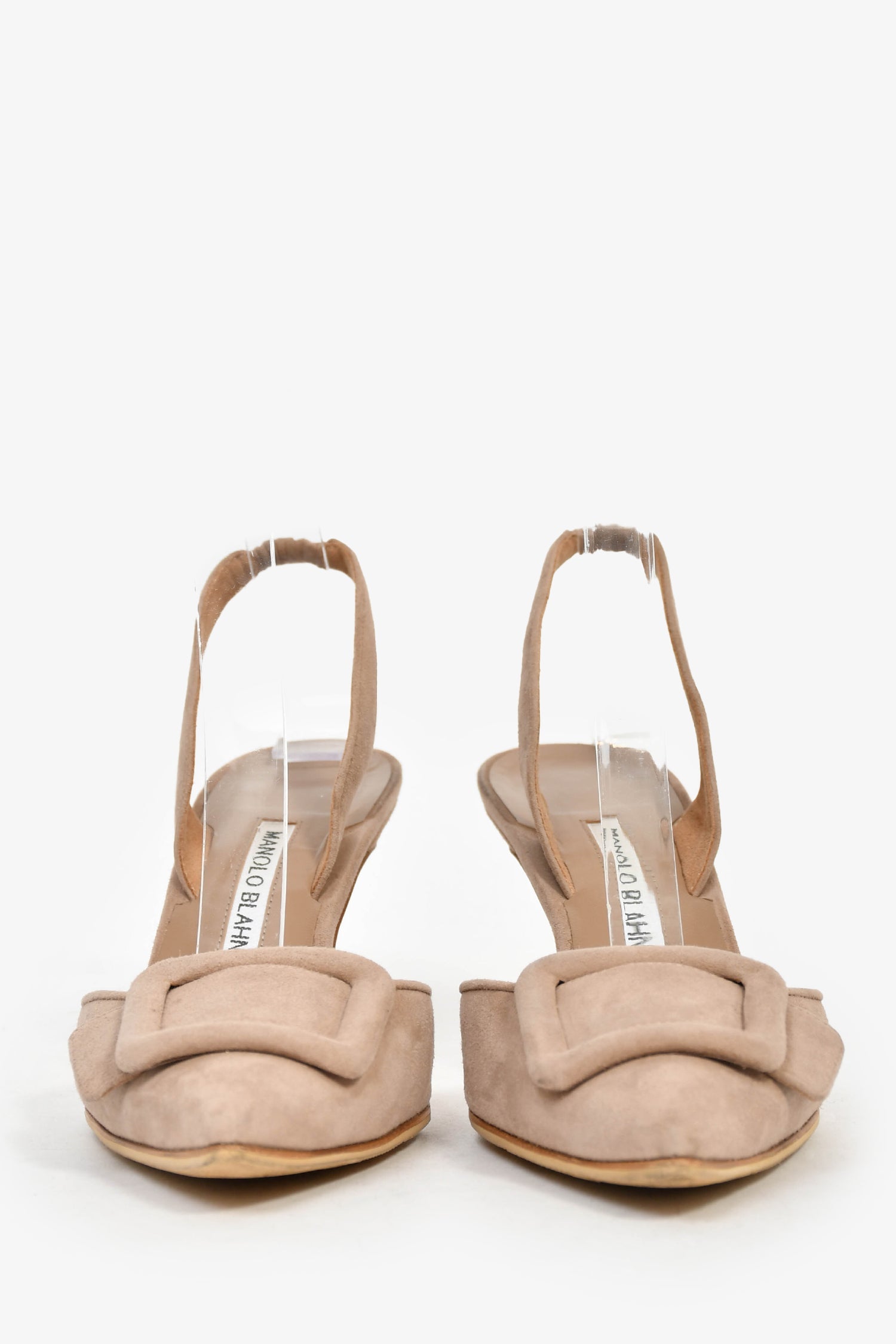 Manolo Blahnik Pink Suede Maysale Kitten Heel Mules Size 37 – Lux