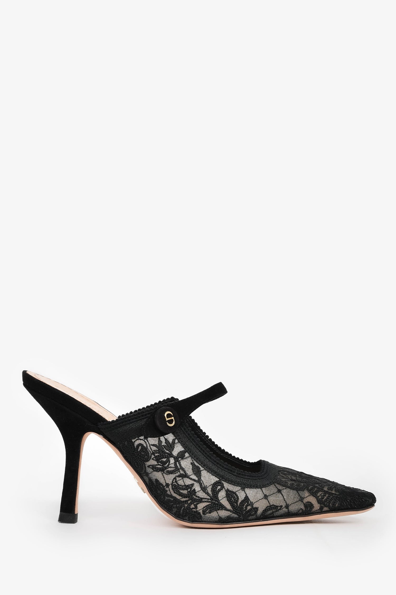 Christian Dior Black Lace 'Capture' Heeled Mules Size 37 – Lux
