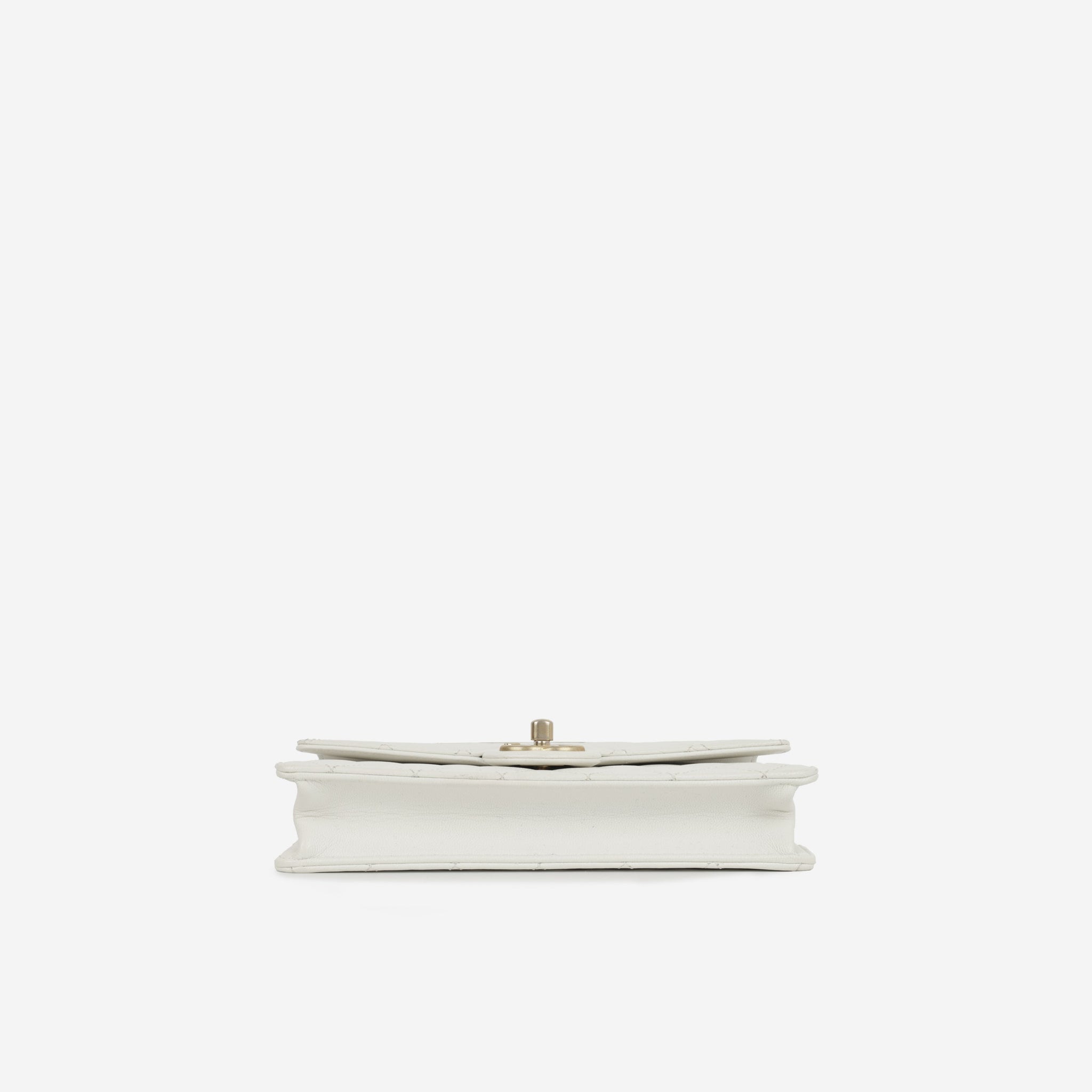 Chanel Medium Vertical Pearl Flap - White Calfskin | Antique Gold