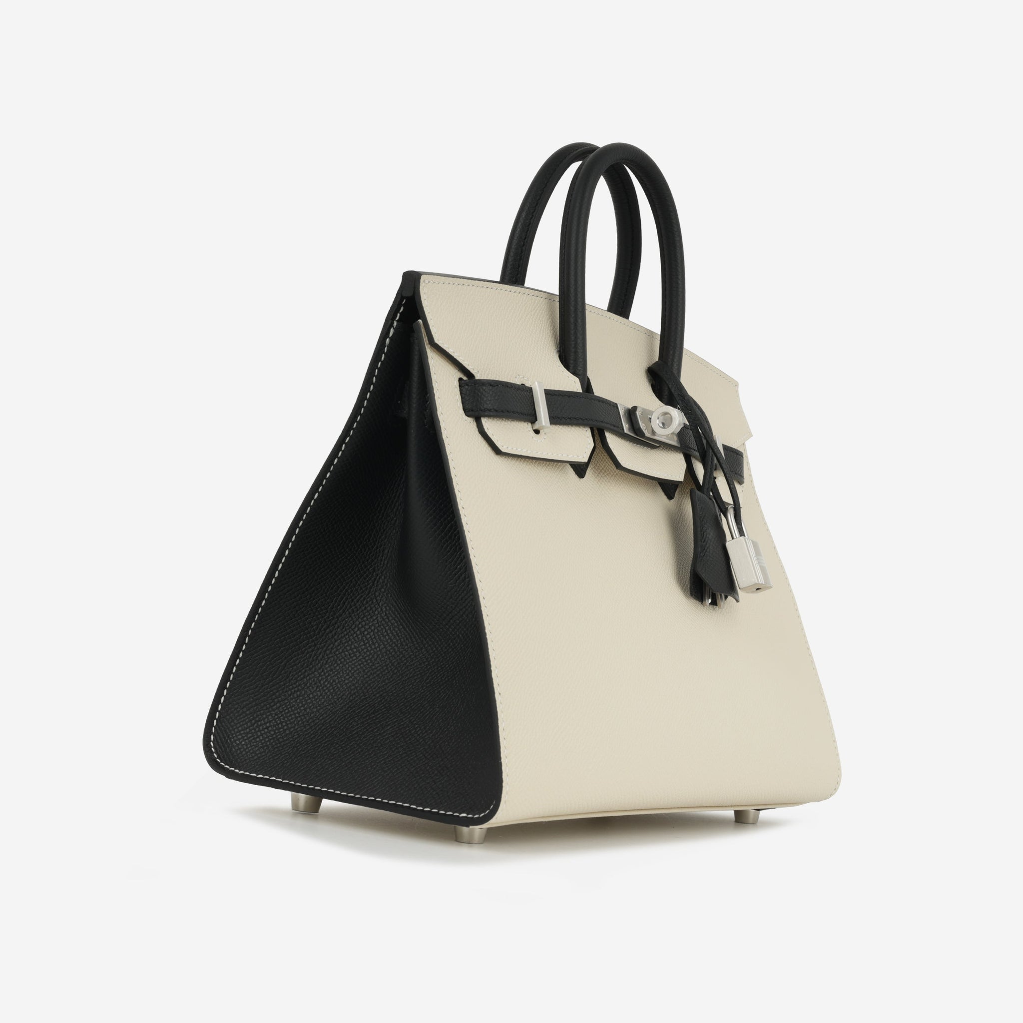 Hermès HSS Birkin 25 Sellier - Craie / Noir Epsom | Brushed