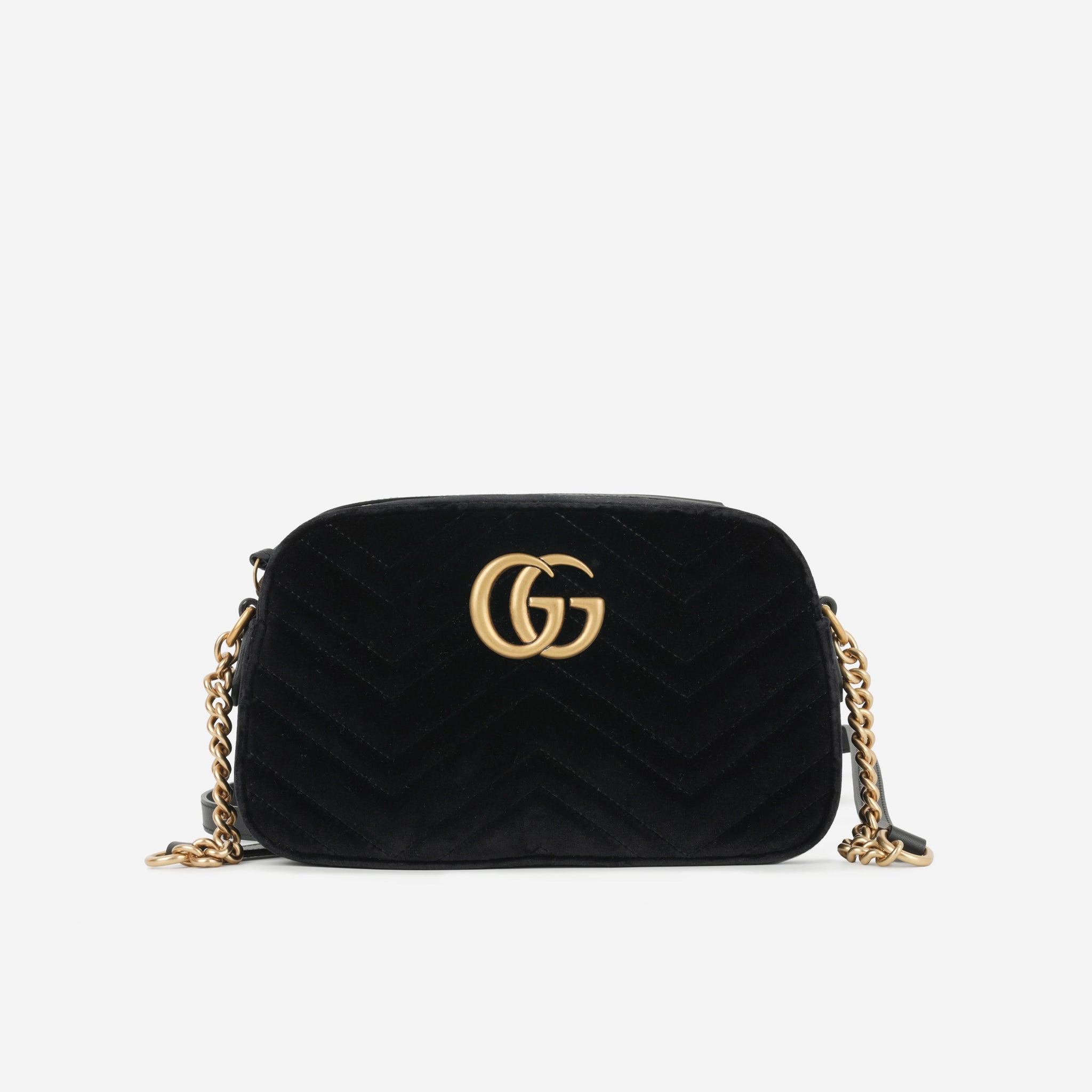 Gucci Small GG Marmont Black Velvet Gold Hardware – Lux Second