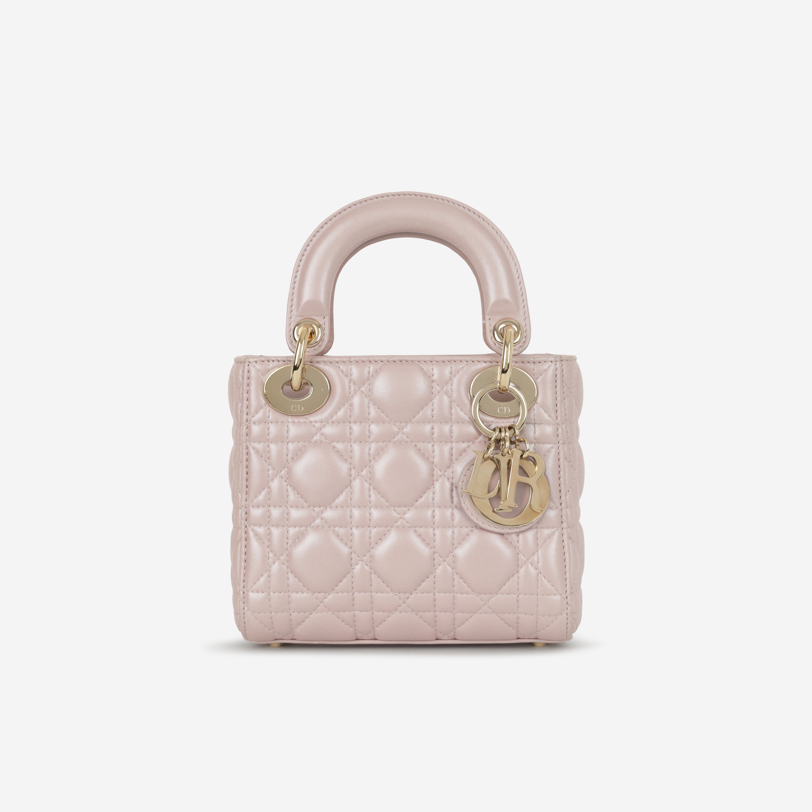 Dior ☆パールピンク☆ミニ☆ゴールド金具 Dior Mini Lady Dior - Pearlescent Pink Lambskin | Champagne Gold