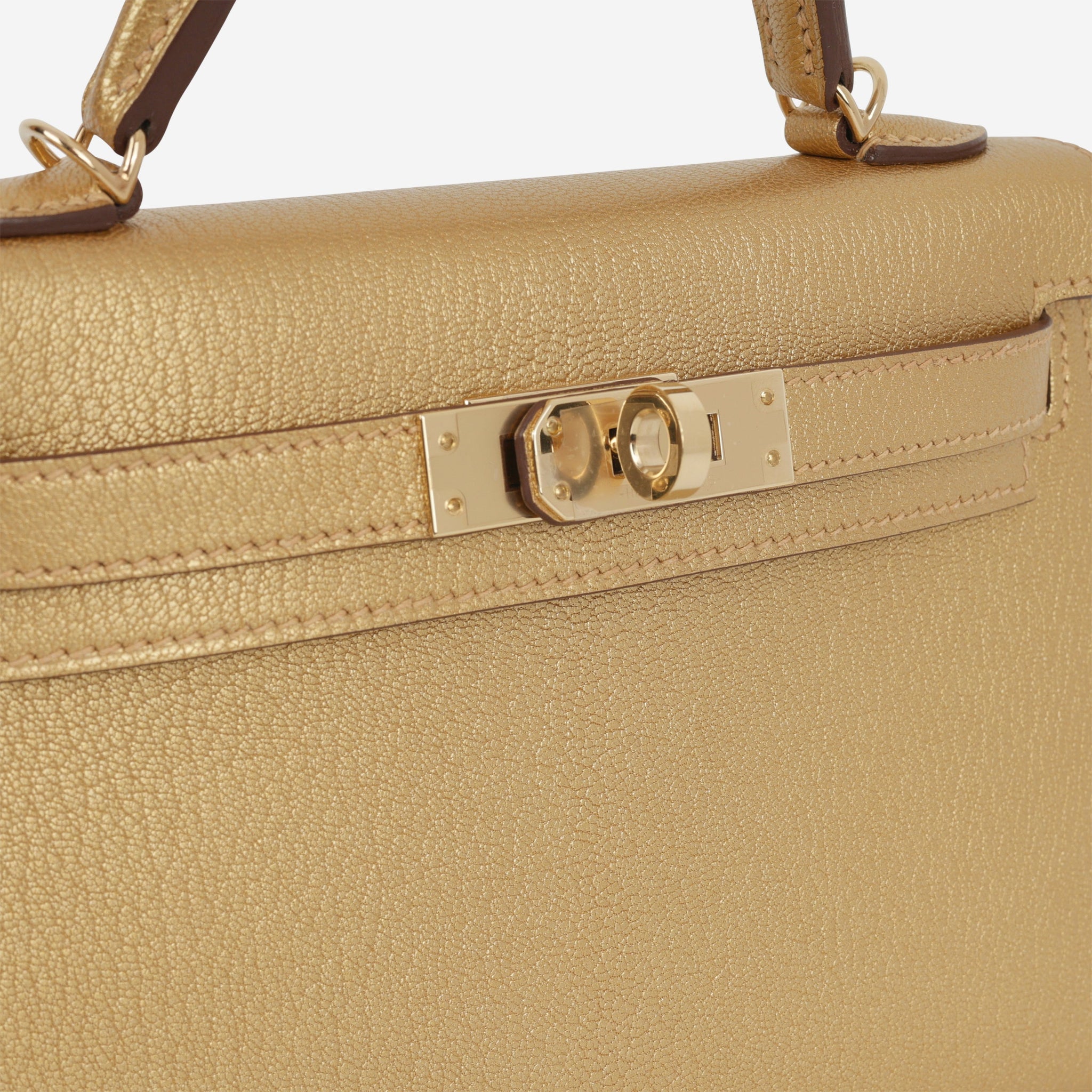 Hermès Mini Kelly - Dore Chevre | Permabrass Hardware – Lux Second