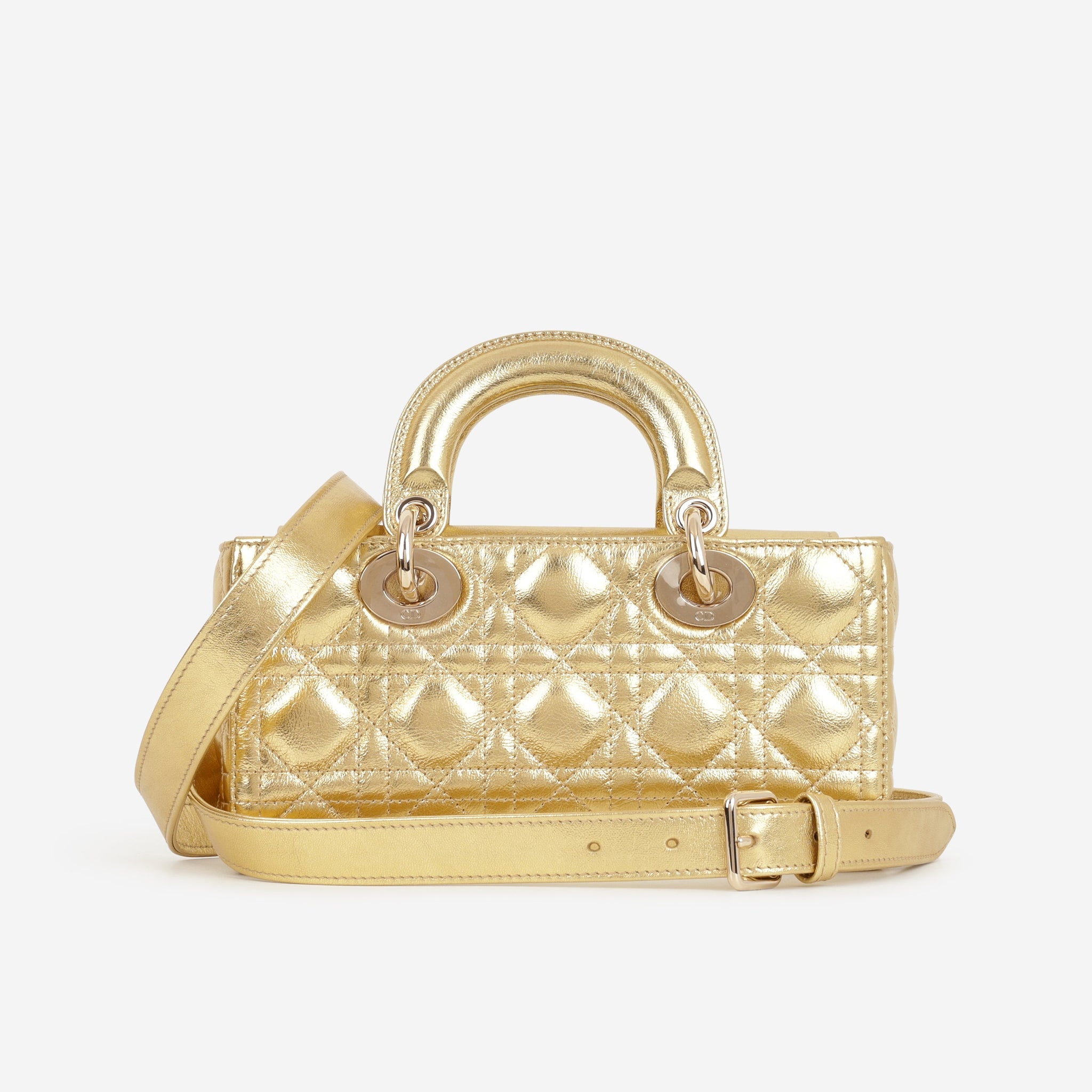 Dior Small Lady D-Joy - Gold Metallic Lambskin Cannage | Champagne