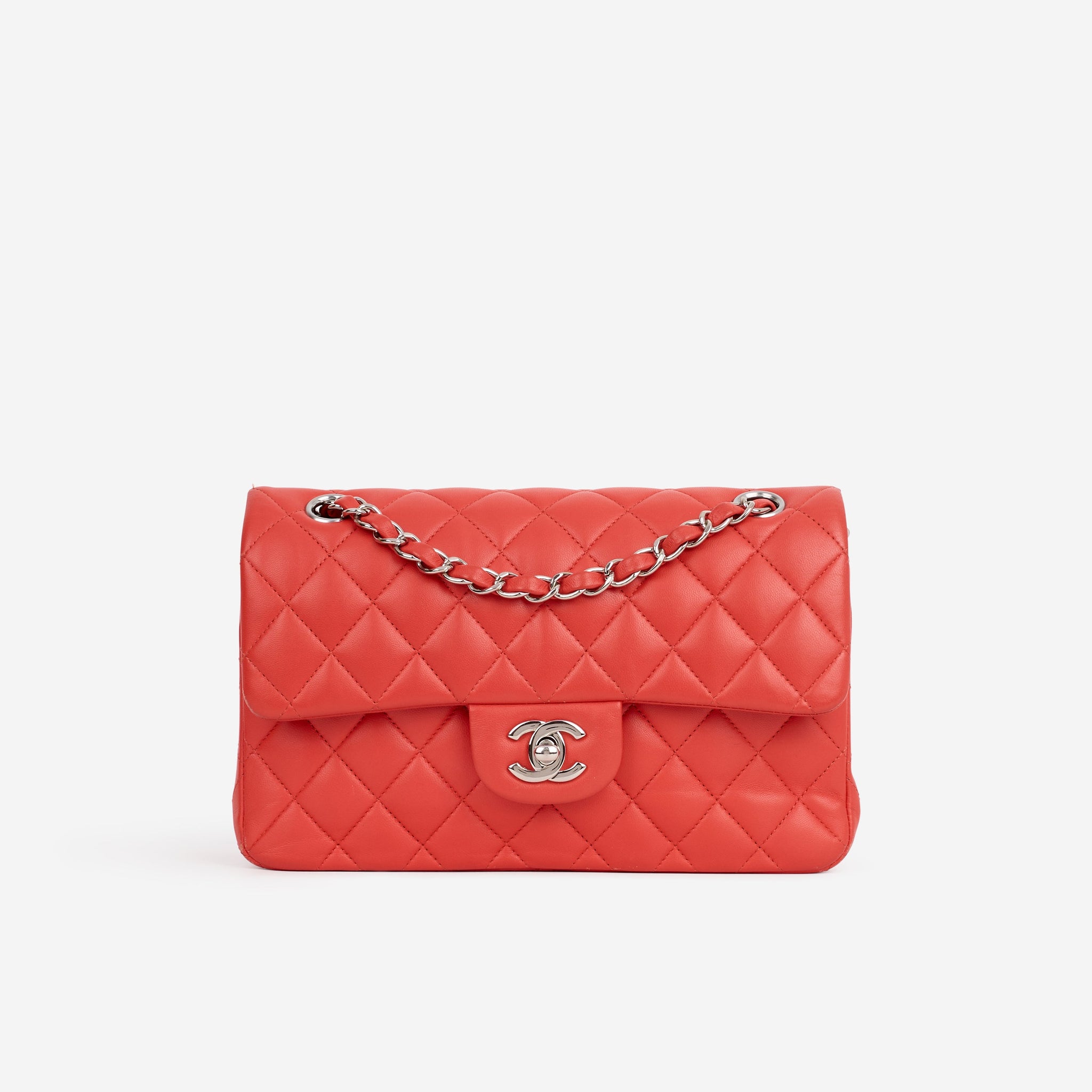 Chanel Small Classic Flap - Red Lambskin | Silver Hardware – Lux