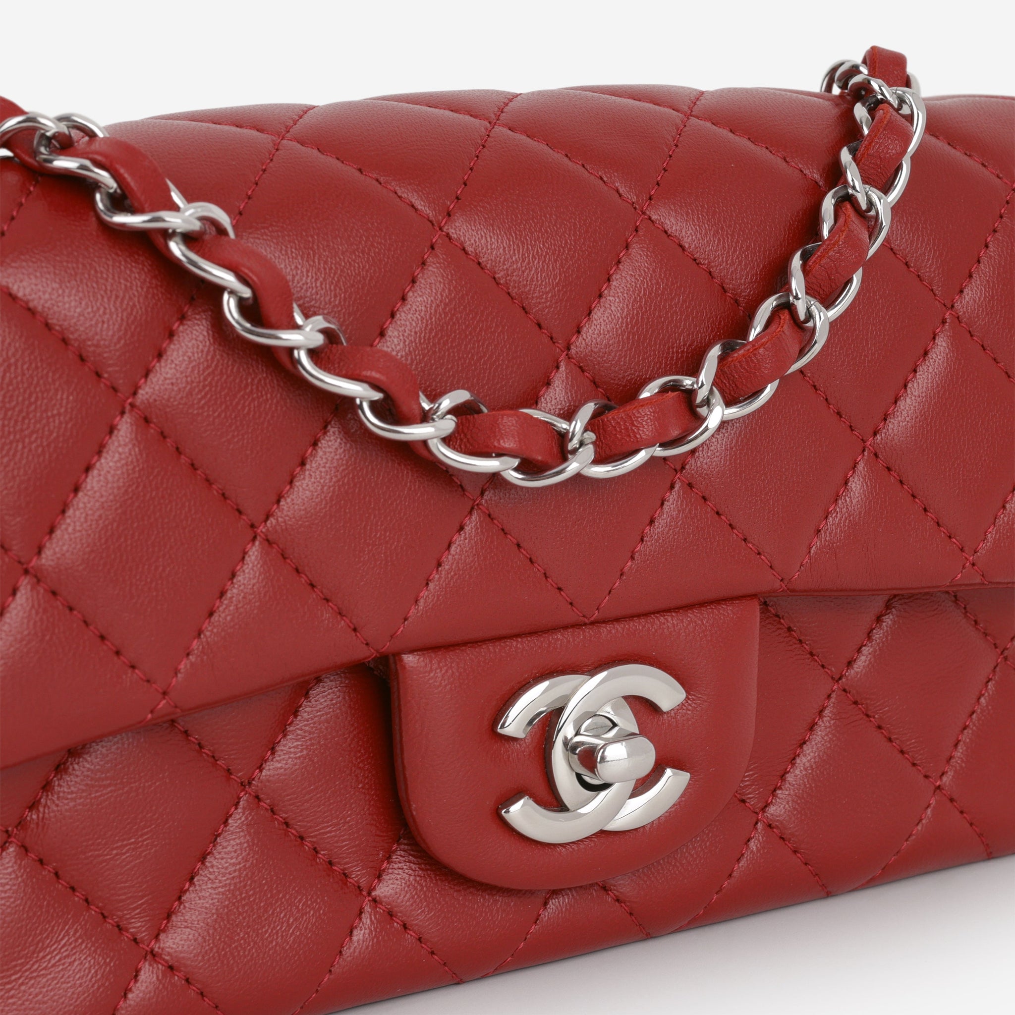 Chanel Mini Rectangular - Red Lambskin | Silver Hardware – Lux