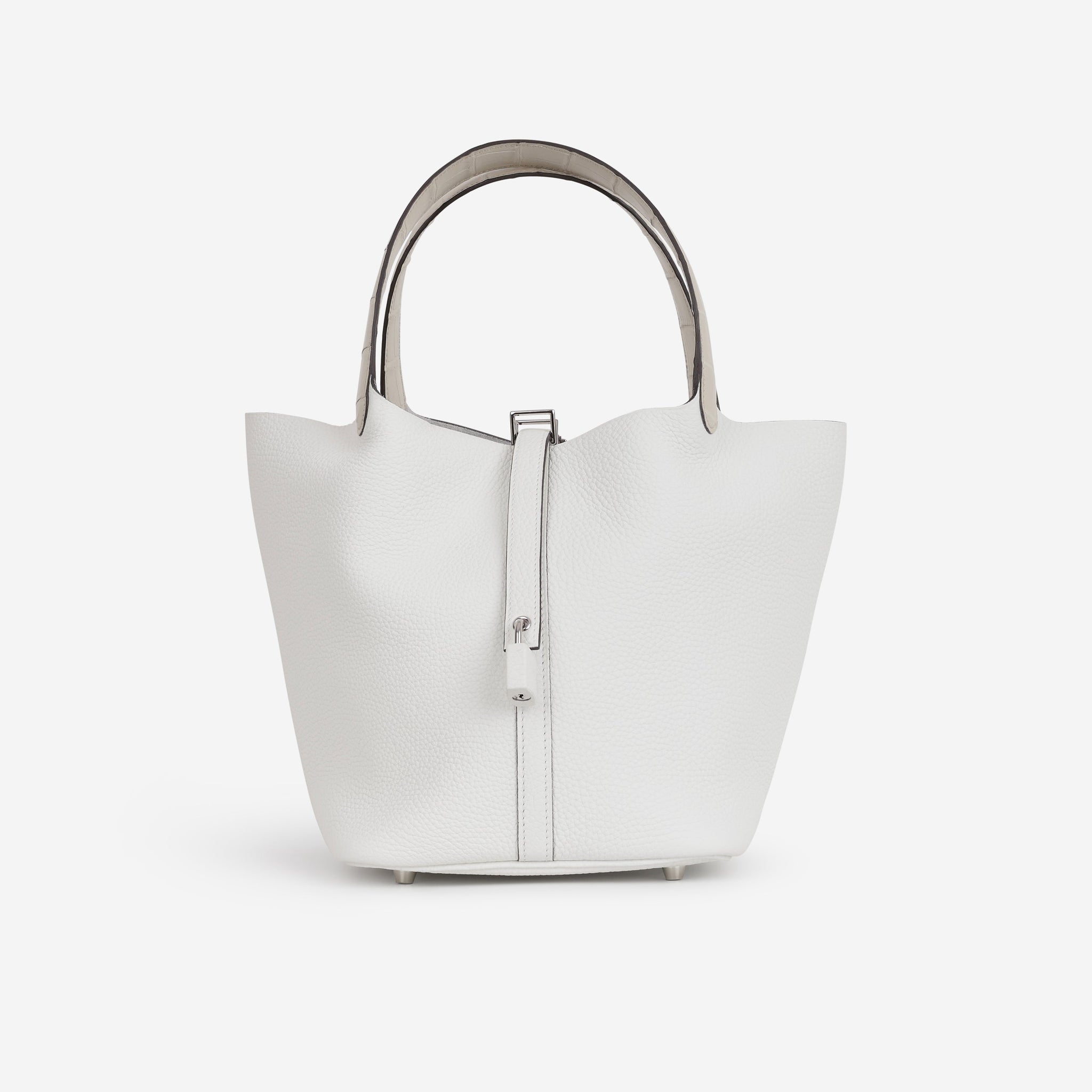 Hermès Picotin 22 Touch - New White Clemence / Beton Alligator