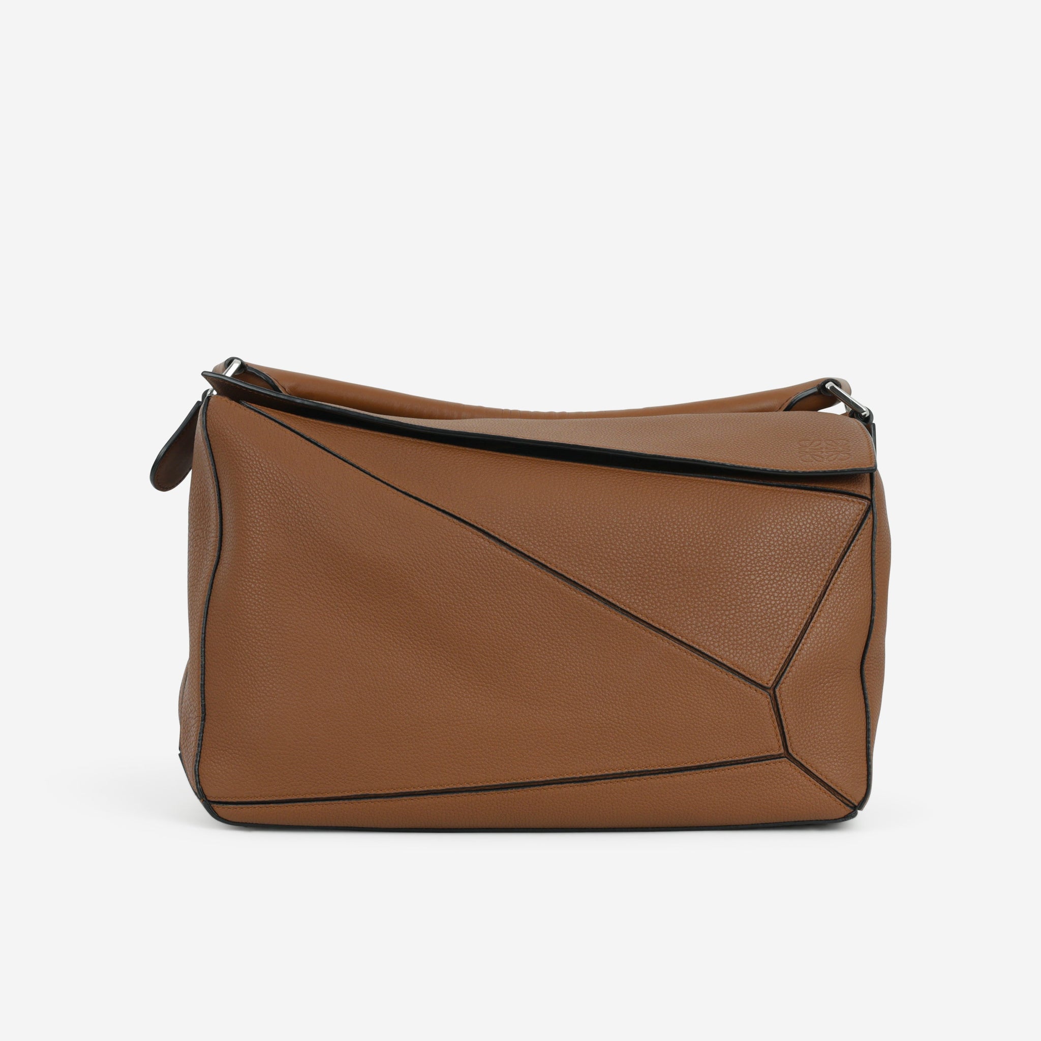 Loewe Large Puzzle Bag - Brown Grained Calfskin | Palladium