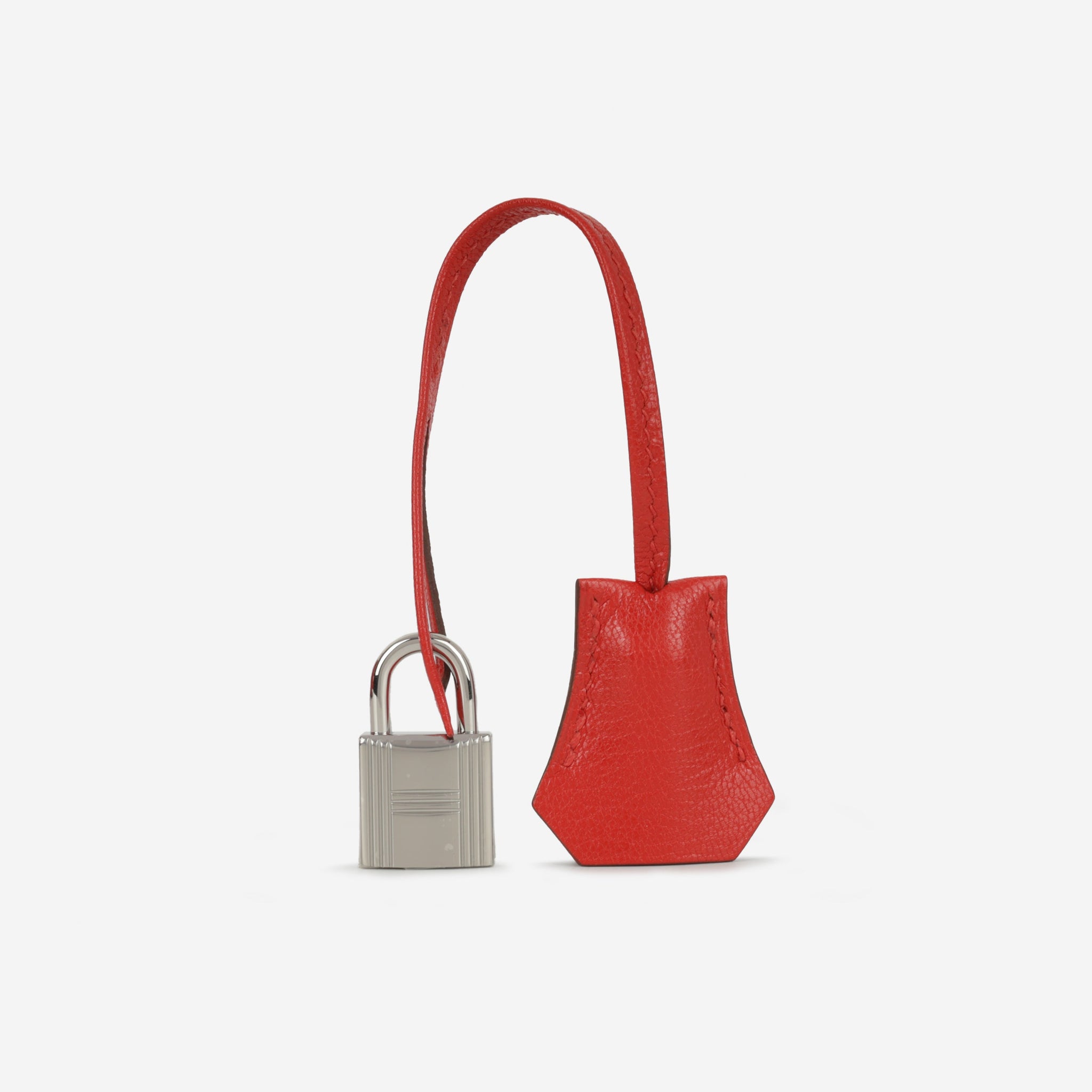 Clochette (clés) Hermès En Cuir Rouge Pour Sac Kelly Ou Birkin - Palladium Argenté - Occasion