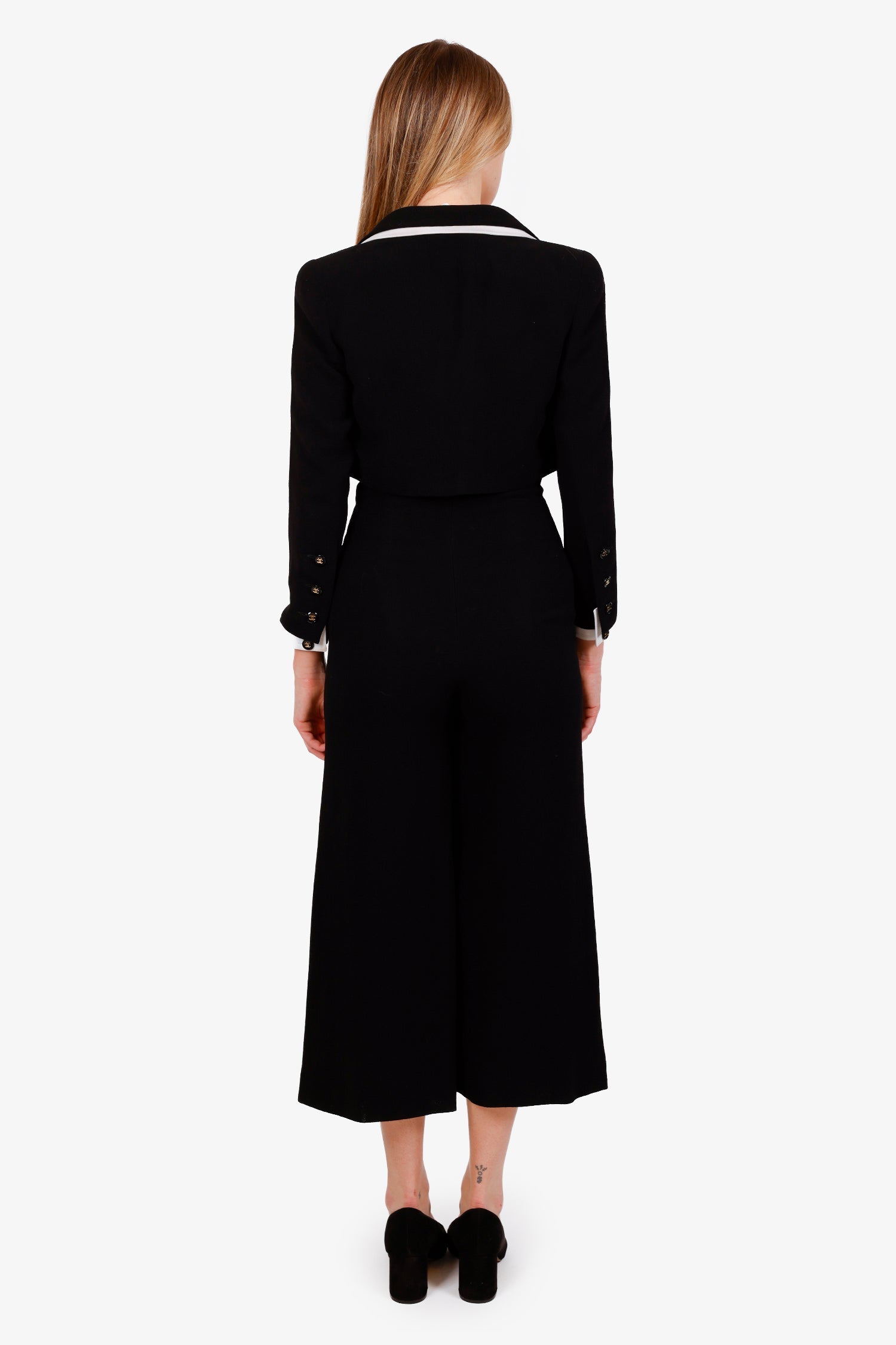 Chanel™ 95P Black CC Halter Neck Jumpsuit with Cropped Jacket Set