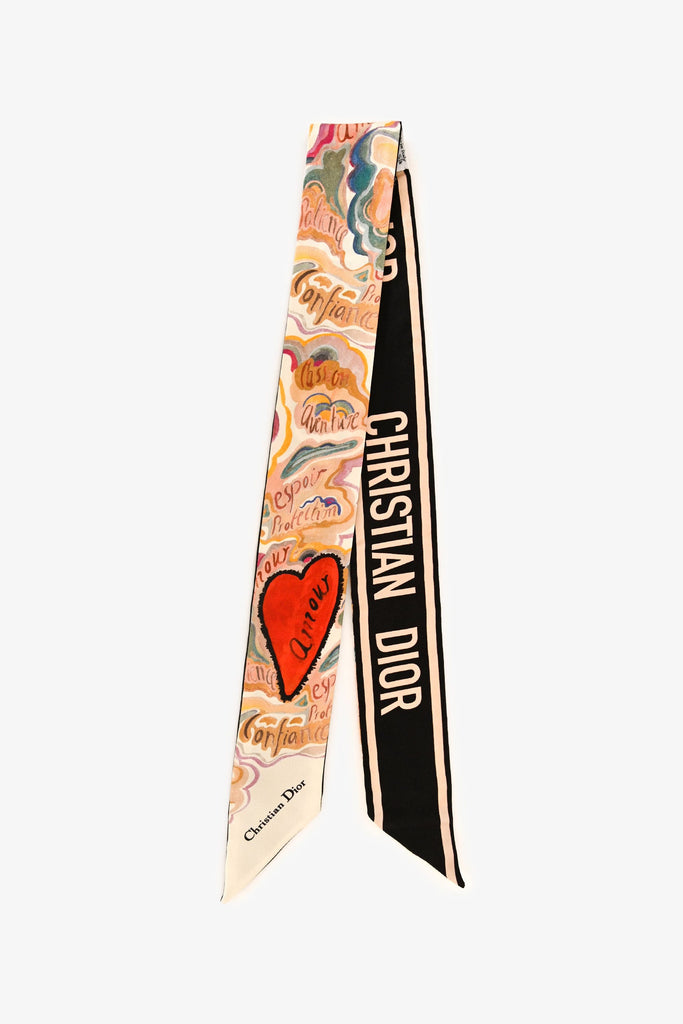 Christian Dior Beige/Multicolour Silk Love Graffiti Twilly – Lux