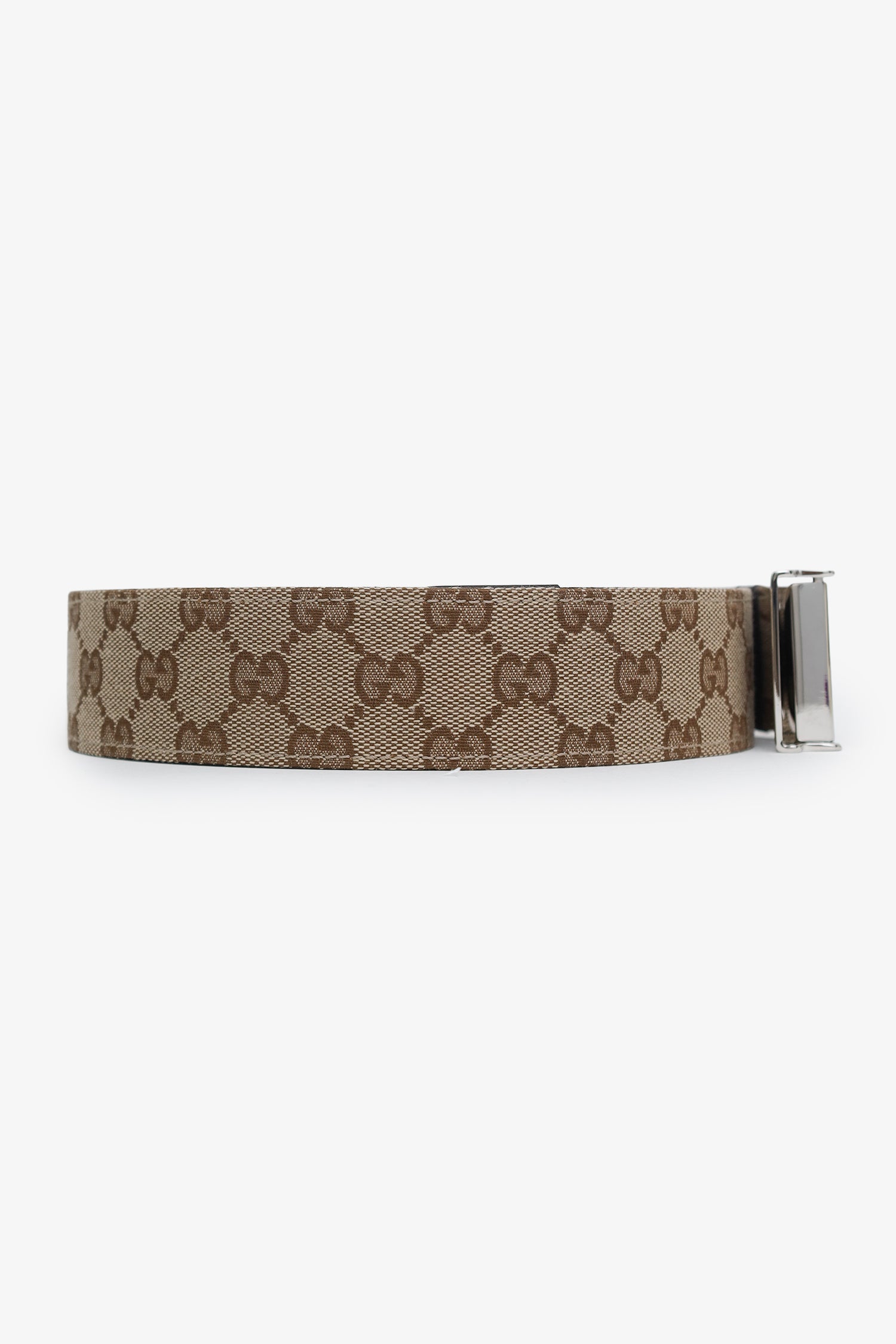 Gucci Beige Monogram GG Canvas Belt with Silver Buckle GUCCI GG Canvas Belt 35.4 main image 2