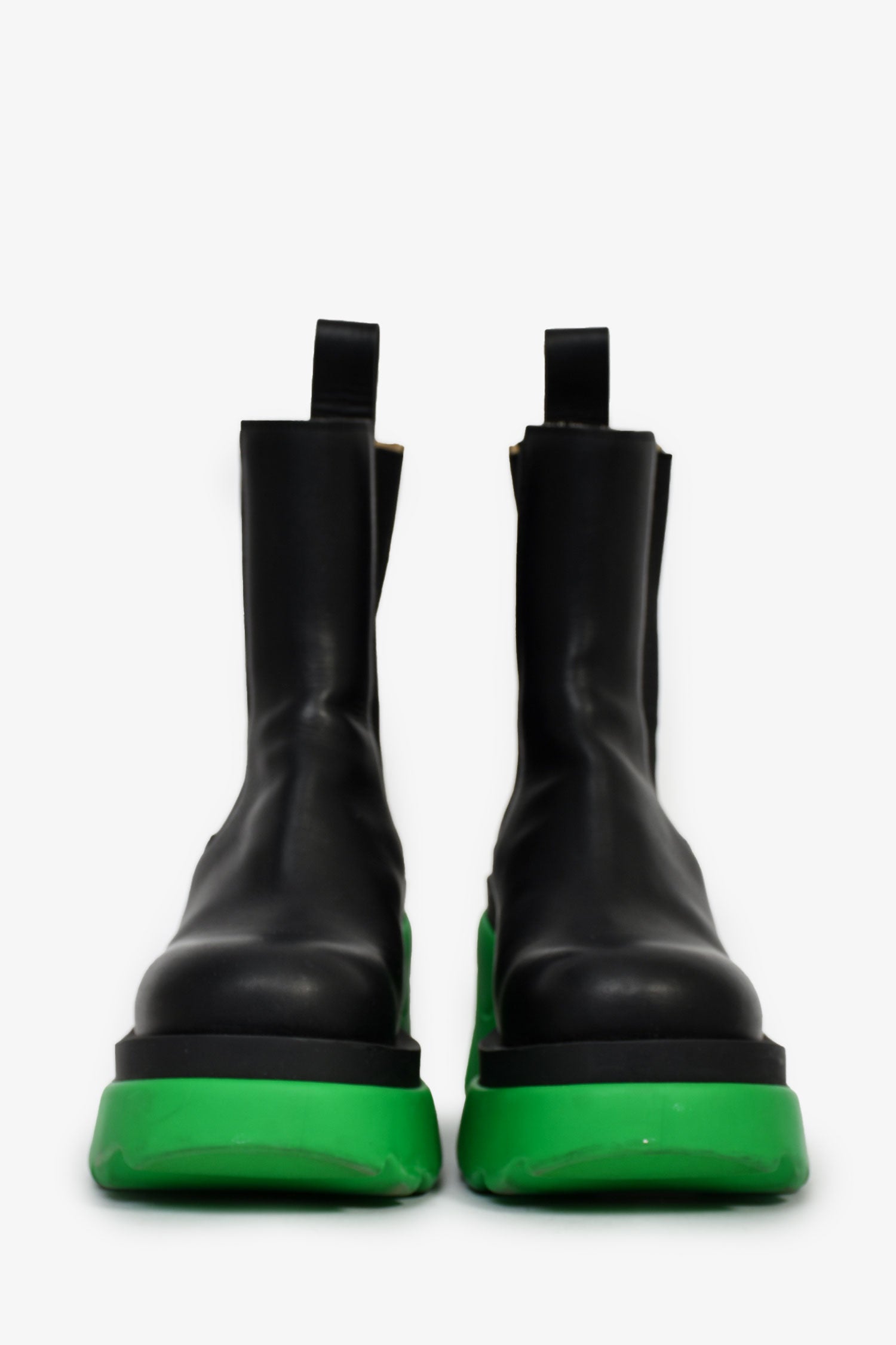 Bottega Veneta Black/Green Flash Chelsea Platform Boots Size 37.5