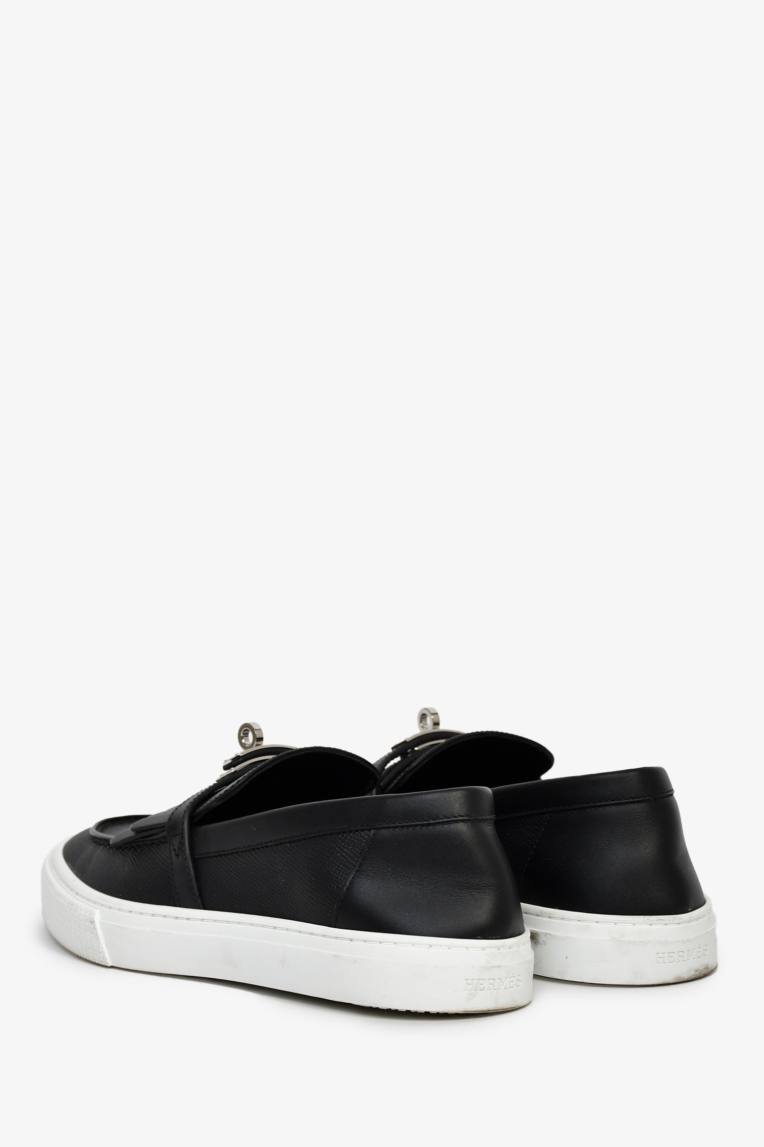 Hermès Black Leather Game Slip-On Sneakers Size 39.5 – Lux Second