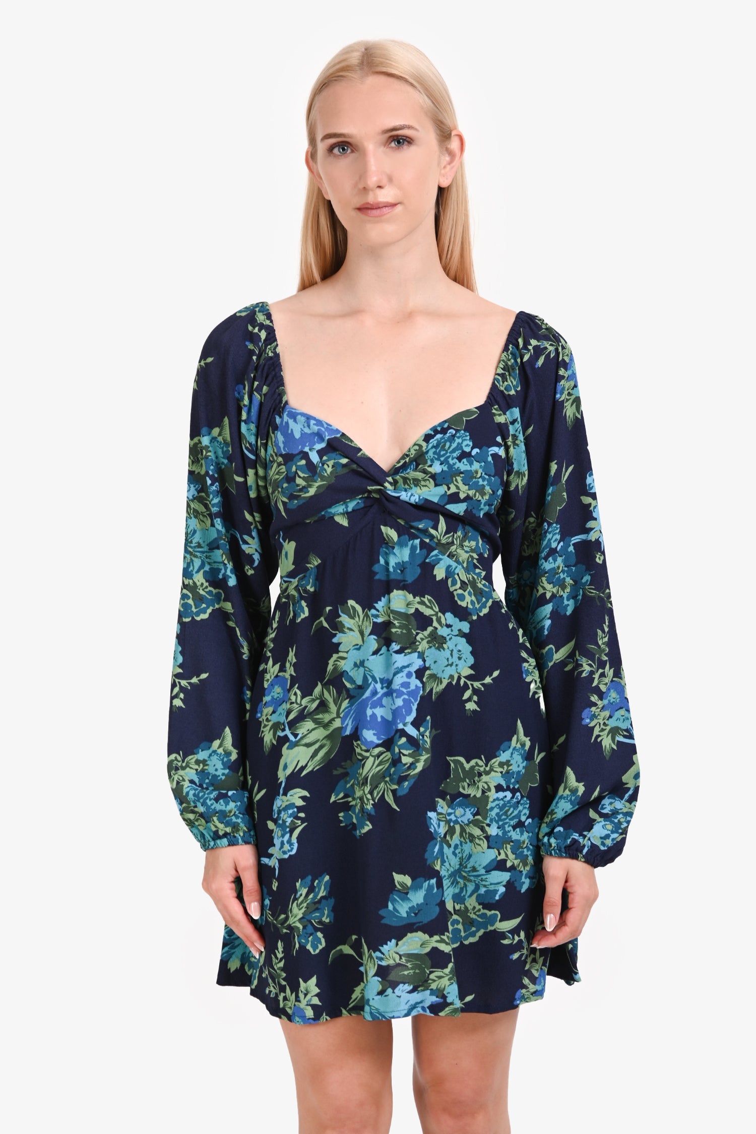 Faithfull The Brand Blue Floral Print Long Sleeve Mini Dress Size 6 – Lux Second Chance