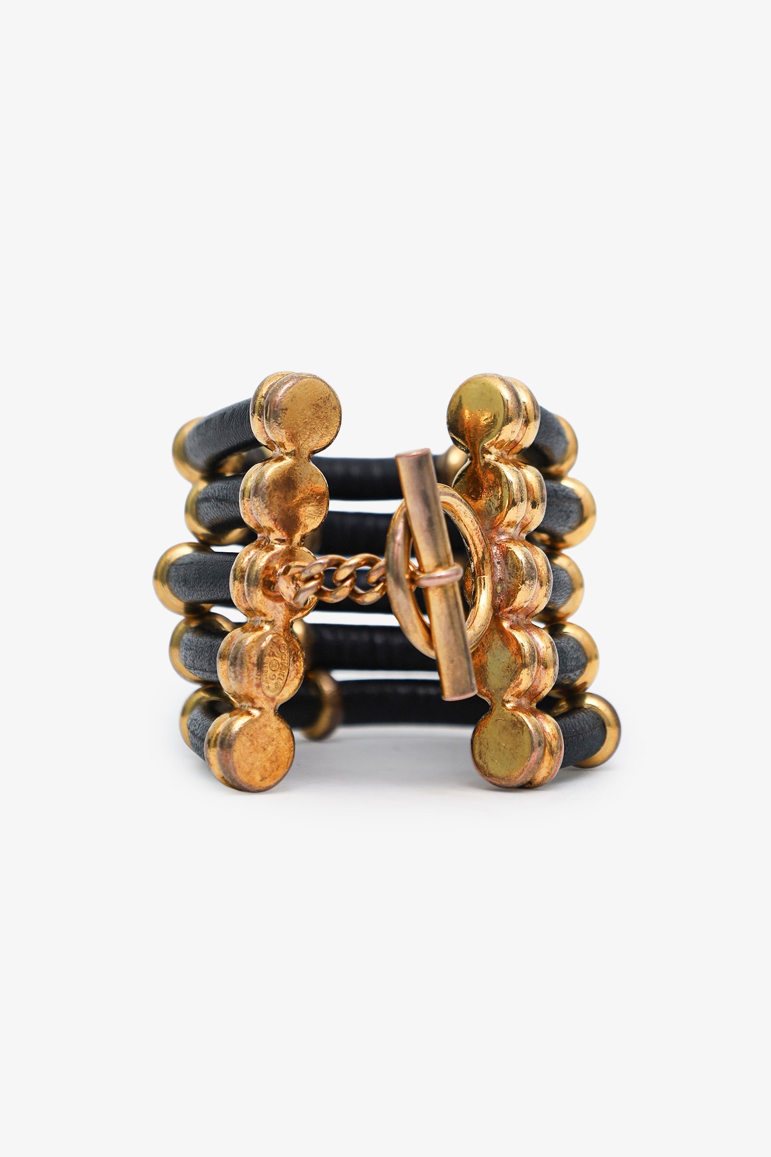 Chanel™ Vintage Gold/Black Multi Leather Cord Toggle Clasp