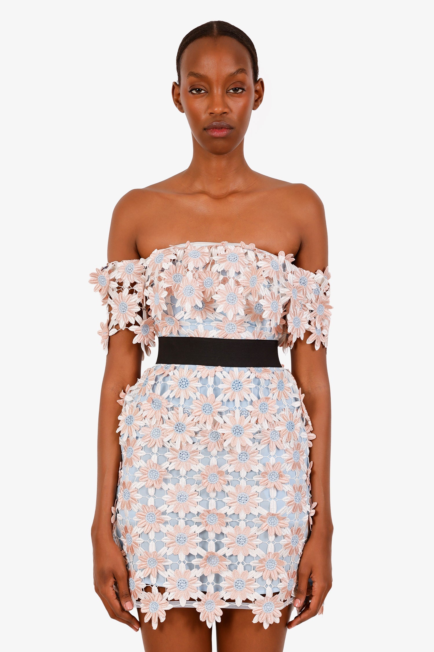 self portrait 3d floral mini dress Self-Portrait Pink/Blue Off The Shoulder Size 0 – Lux Second Chance Production Time:25 Days Dry clean Elegant white flowy midi Undies