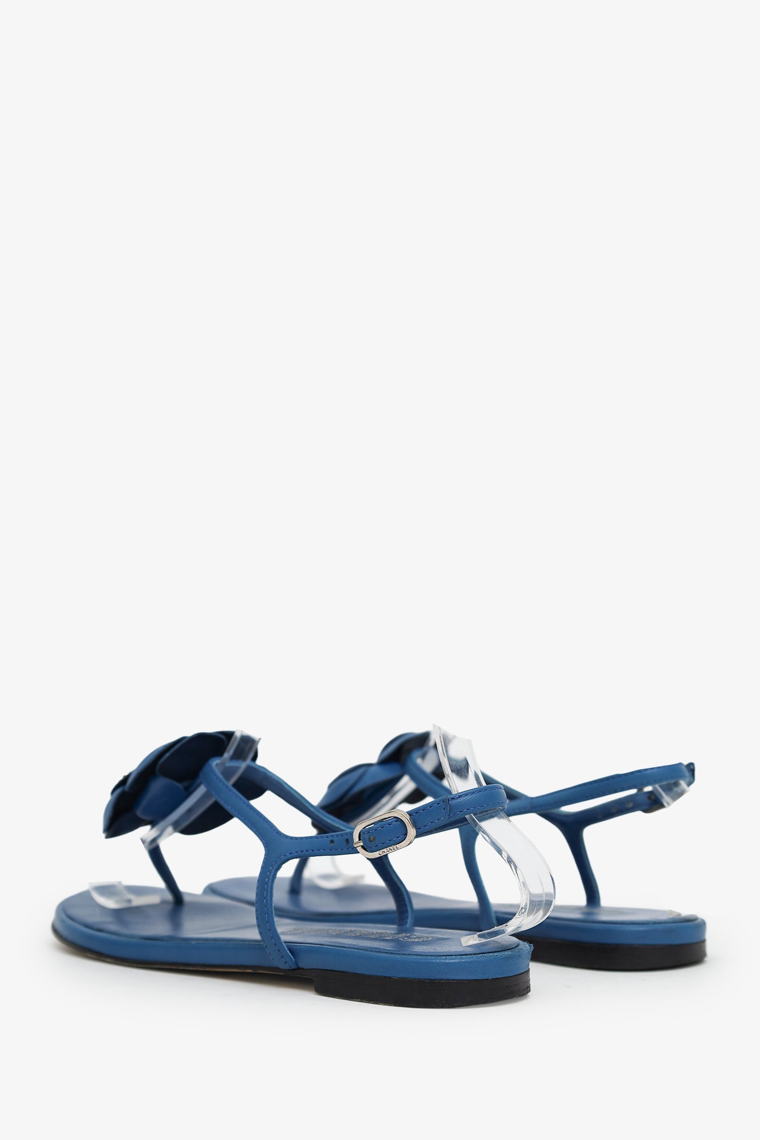 Chanel™ Blue Leather Camellia Sandals Size 37 (Pre-Loved) – Lux