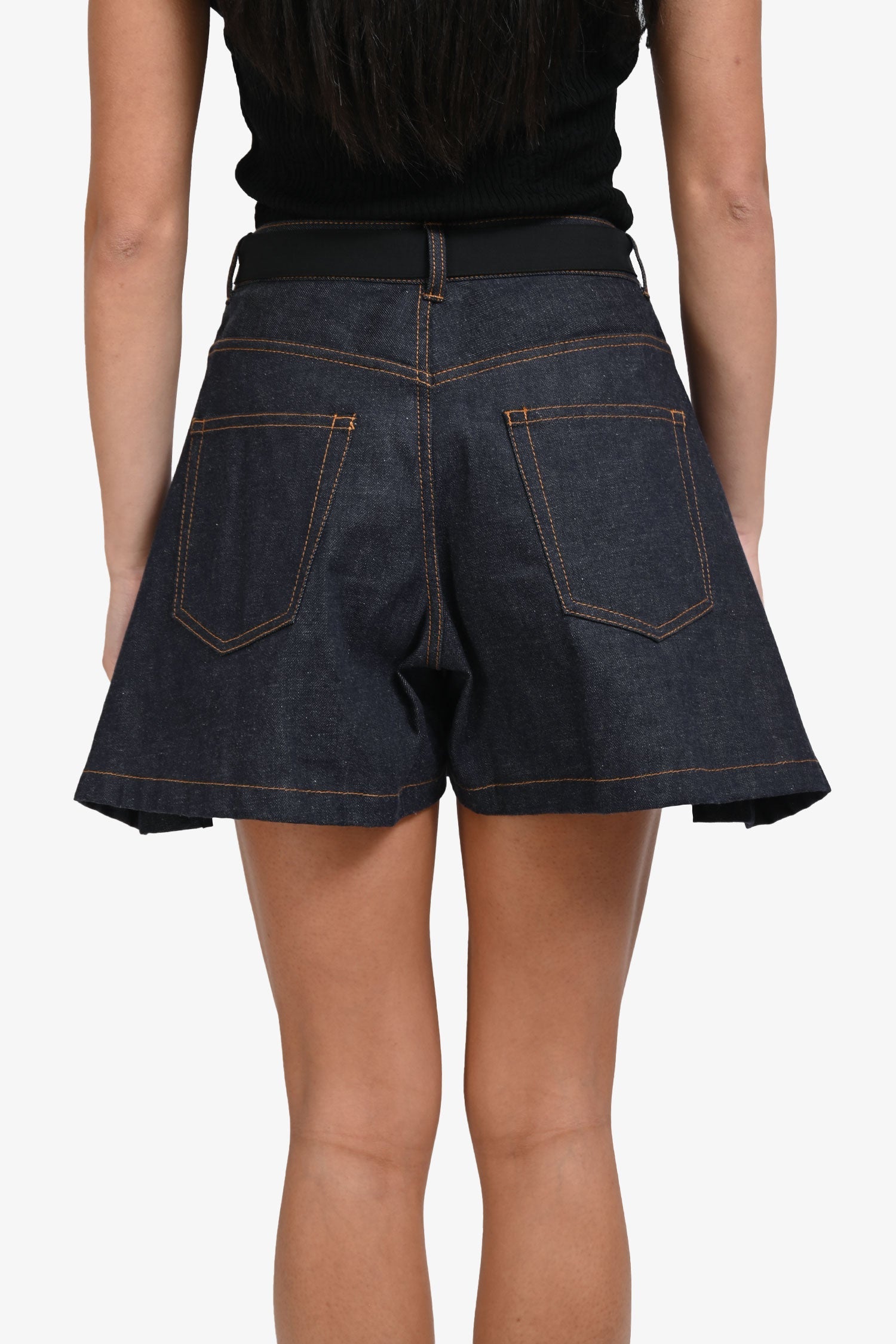 Sacai Dark Blue Mixed-Media Belted Shorts Size 2 – Lux Second Chance