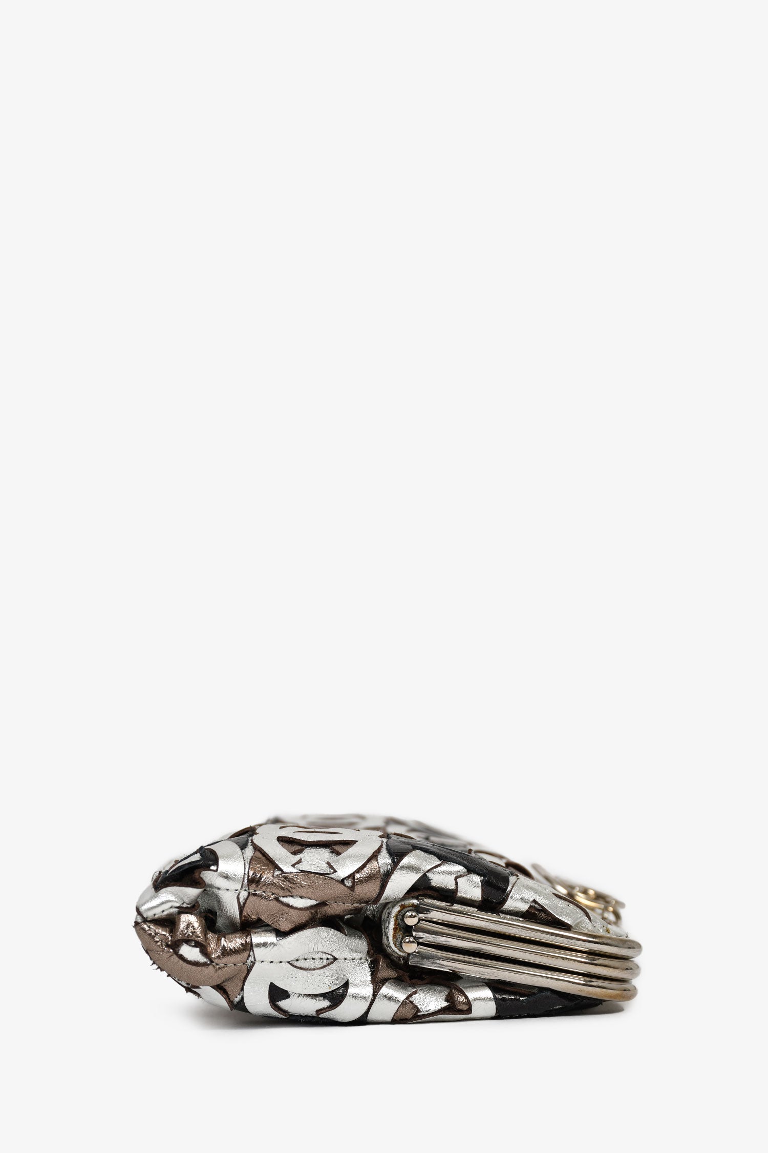 Chanel™ 2008-09 Silver/Black Leather Metallic CC Mixed Frame