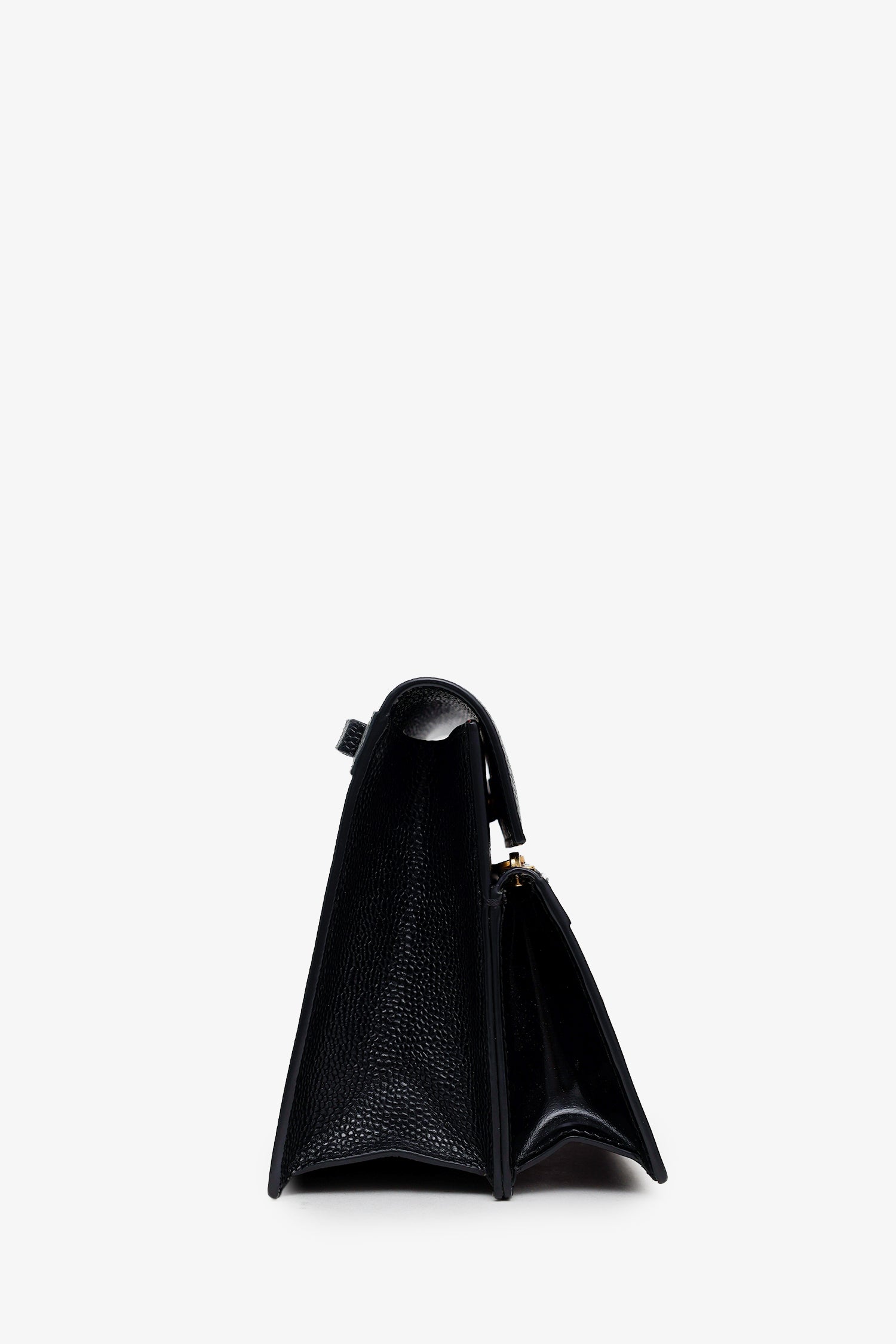 Thom Browne Black Grained Leather Lady Folio Crossbody Bag – Lux