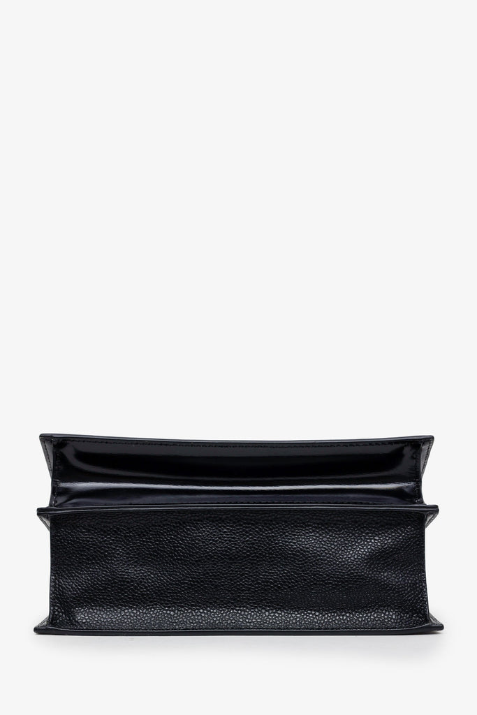 Thom Browne Black Grained Leather Lady Folio Crossbody Bag – Lux