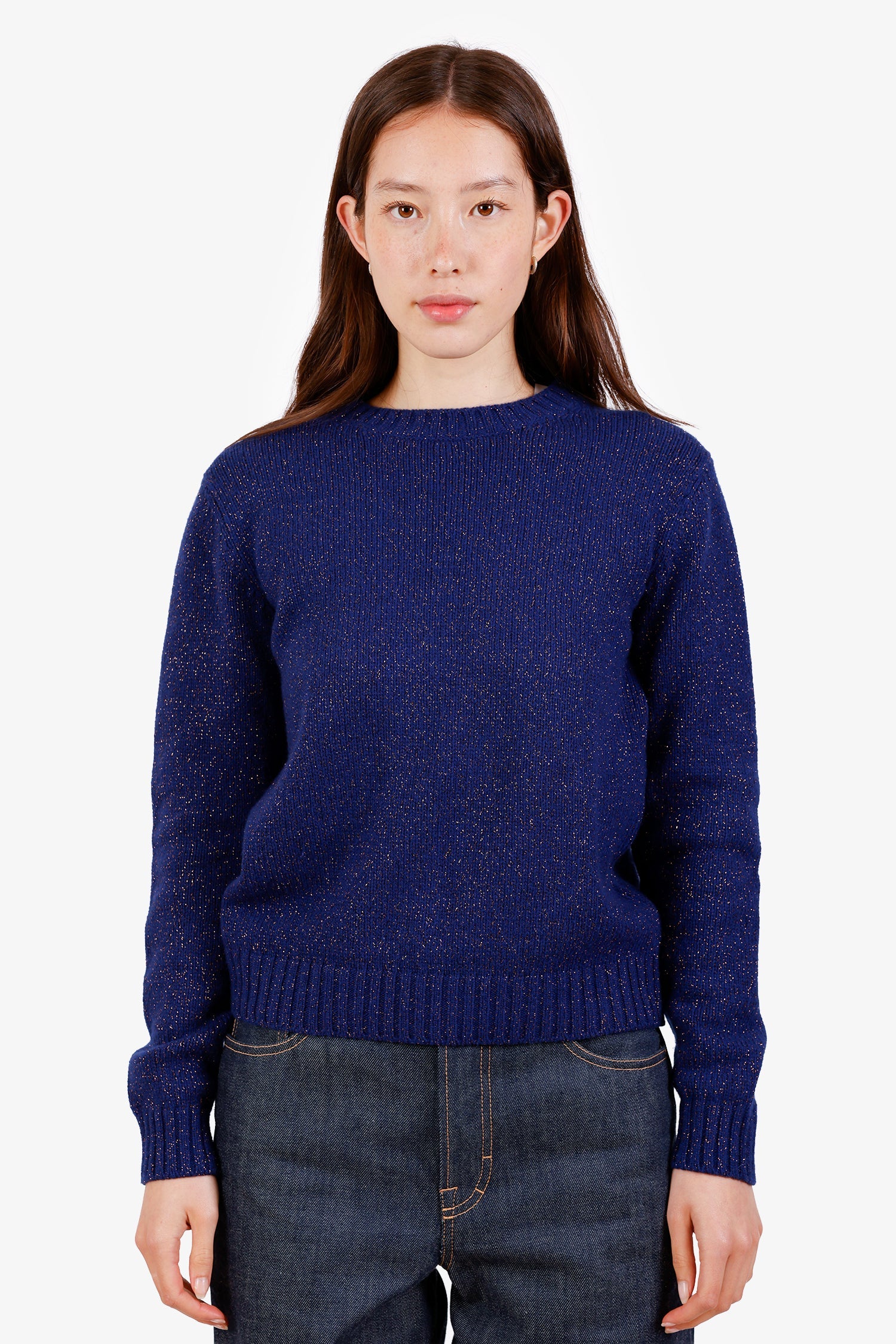 Prada Blue Glitter Wool Cashmere Knit Sweater Size 38 – Lux Second