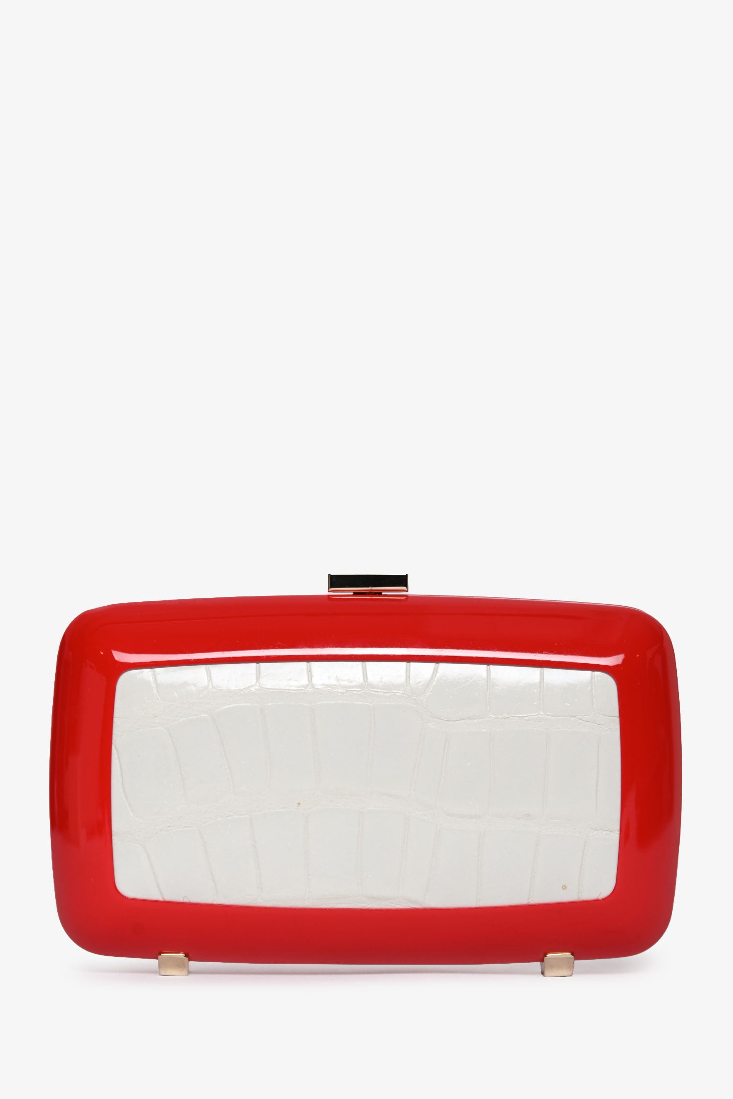 Roger Vivier ケース レッド 限定版 Roger Vivier Red Lacquer White Croc Minaudière – Lux Second Chance