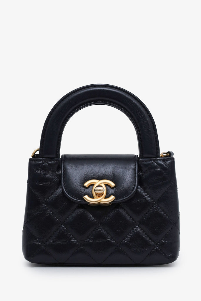 Chanel™ 2022+ Black Mini Nano Kelly Shopper Top Handle Bag with