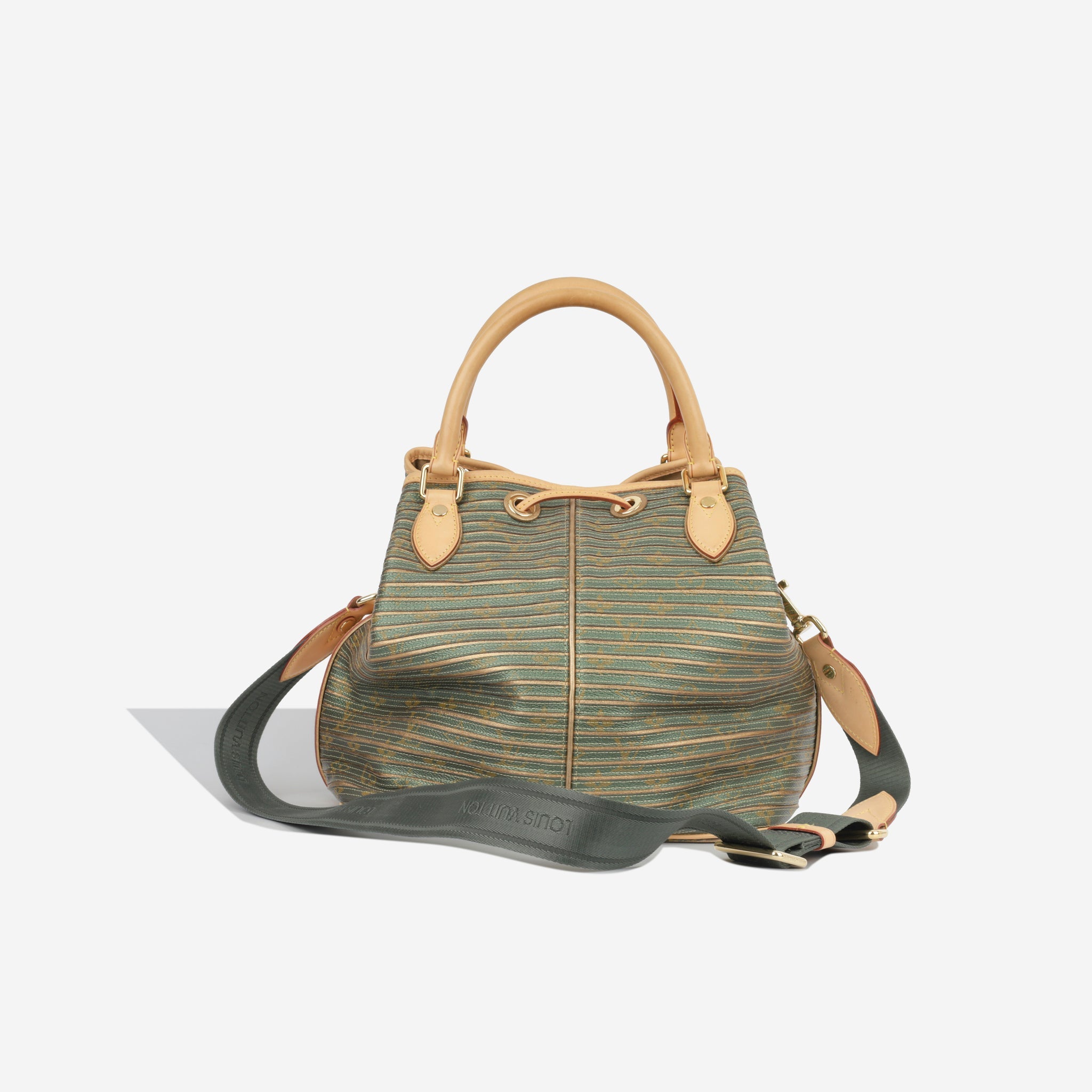 Louis Vuitton Eden Bucket & Drawstring Bag Green Canvas for sale