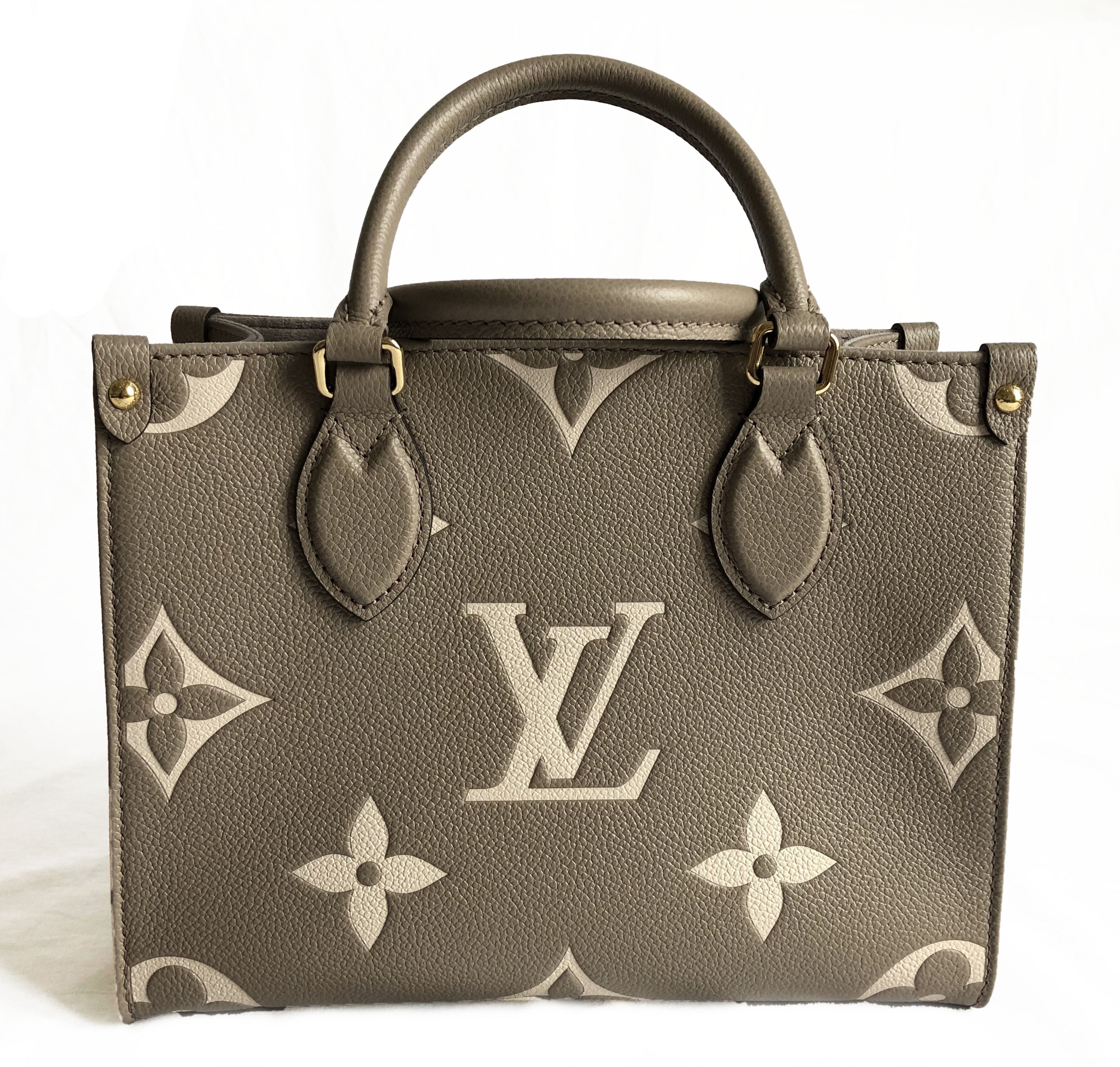 Louis Vuitton Onthego PM Tourterelle/Creme in Cowhide Leather with
