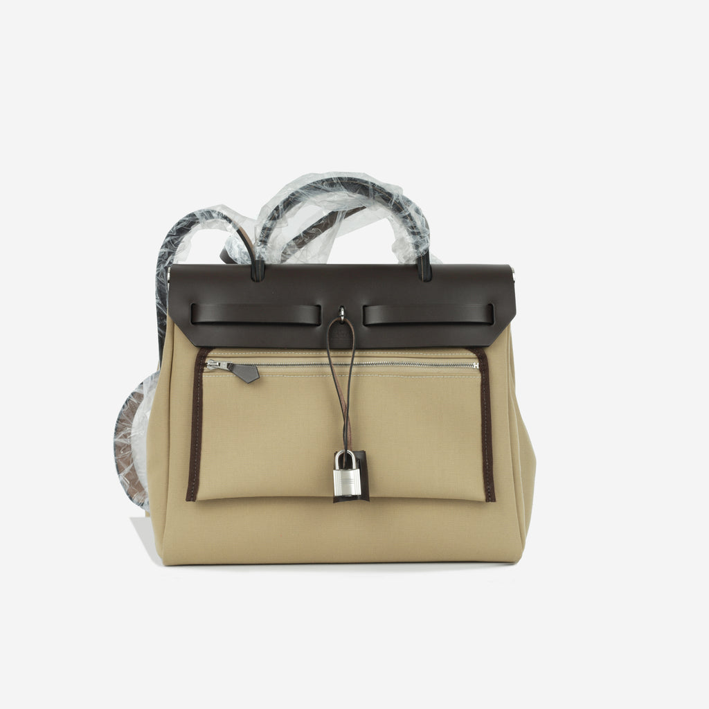 Hermes Herbag 31 In Trench And Ebene With Gold Hardware – Found Fashion