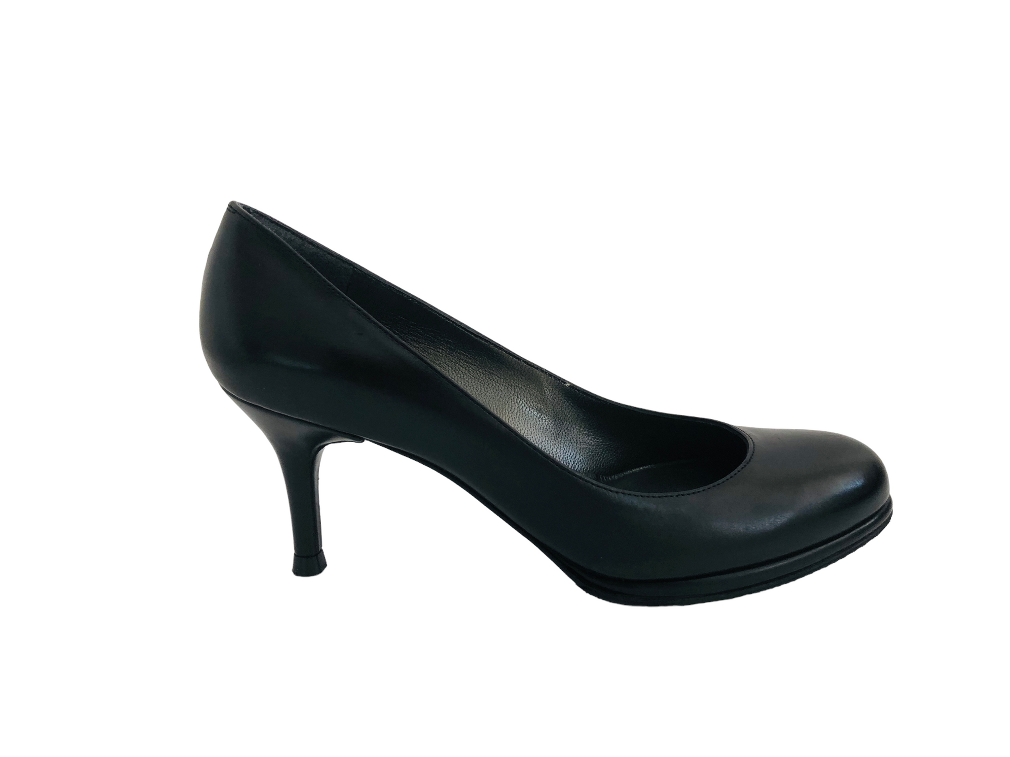 Stuart Weitzman Black Leather Heels Size 4.5 NWT Lux Second Chance